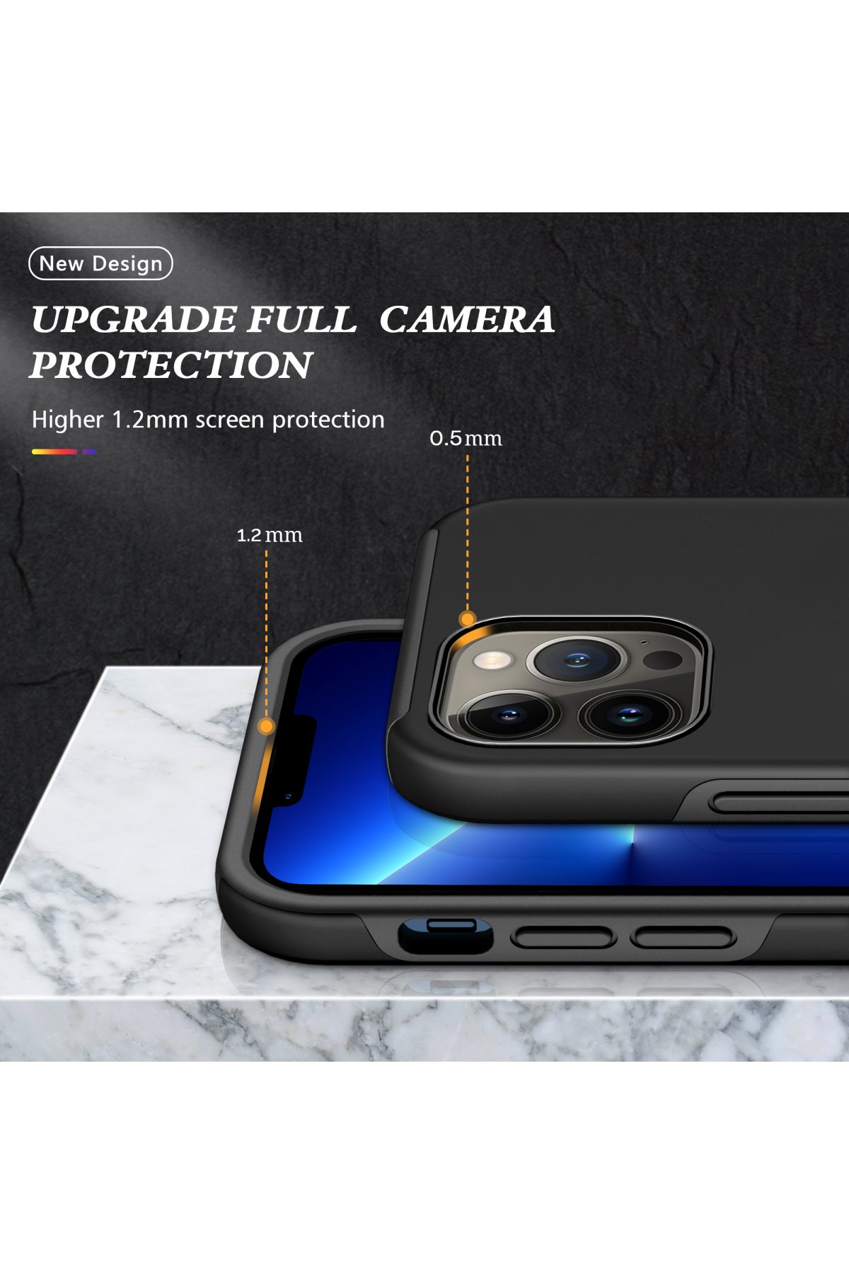 Newface iPhone 13 Pro Max Kılıf Palm Buzlu Kamera Sürgülü Silikon - Sarı