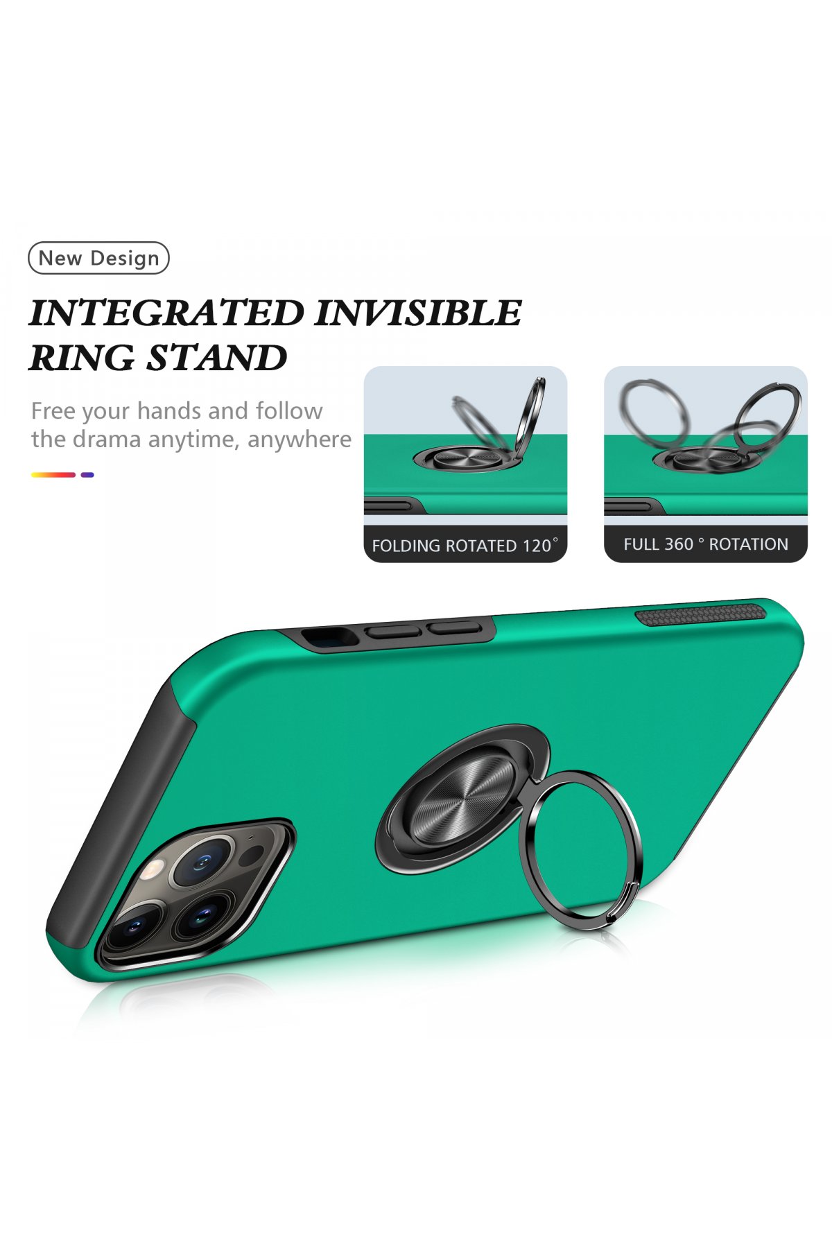 Newface iPhone 13 Pro Max Renkli Kamera Lens Koruma Cam - Yeşil-Sarı