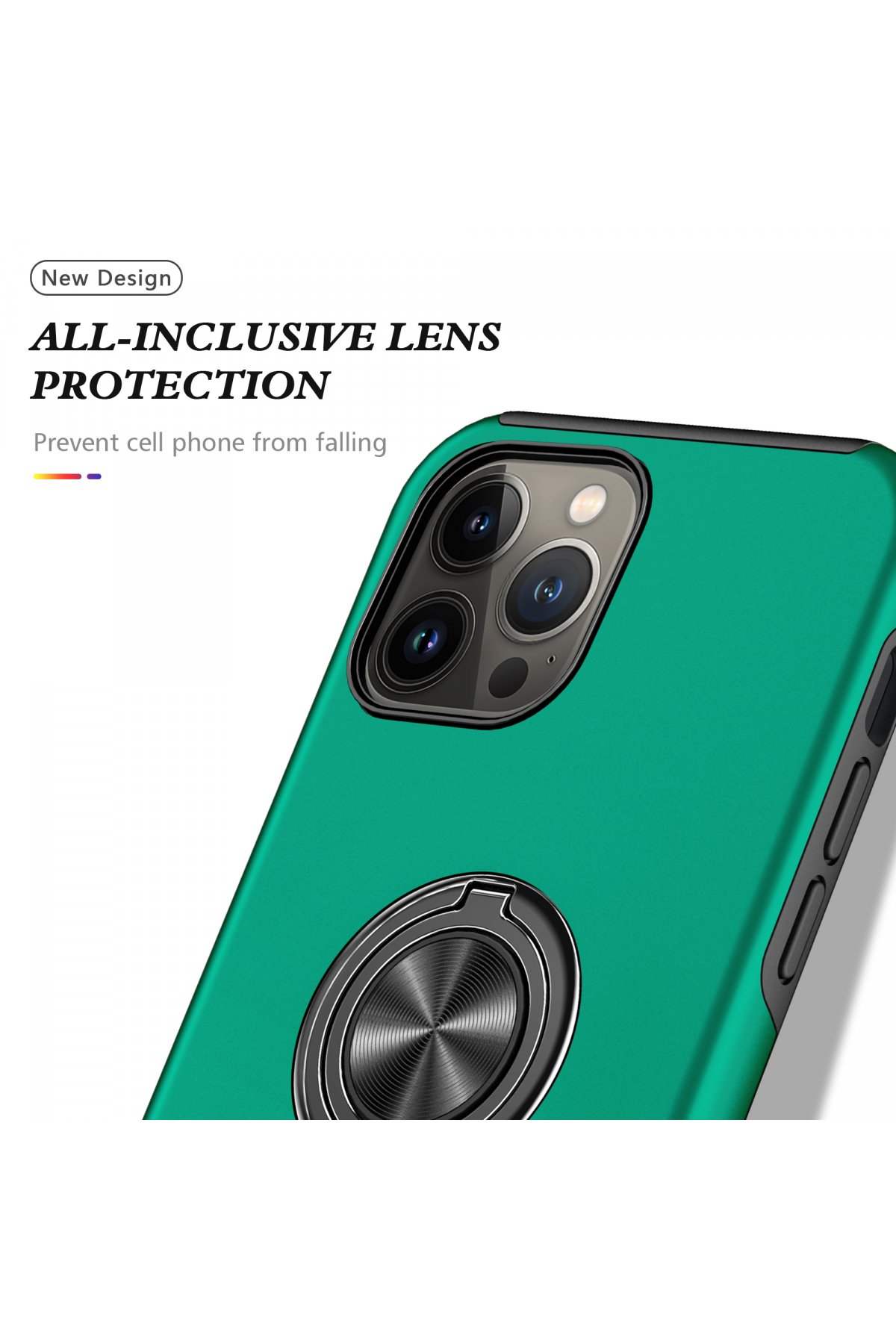 Newface iPhone 13 Pro Max Renkli Kamera Lens Koruma Cam - Yeşil-Sarı
