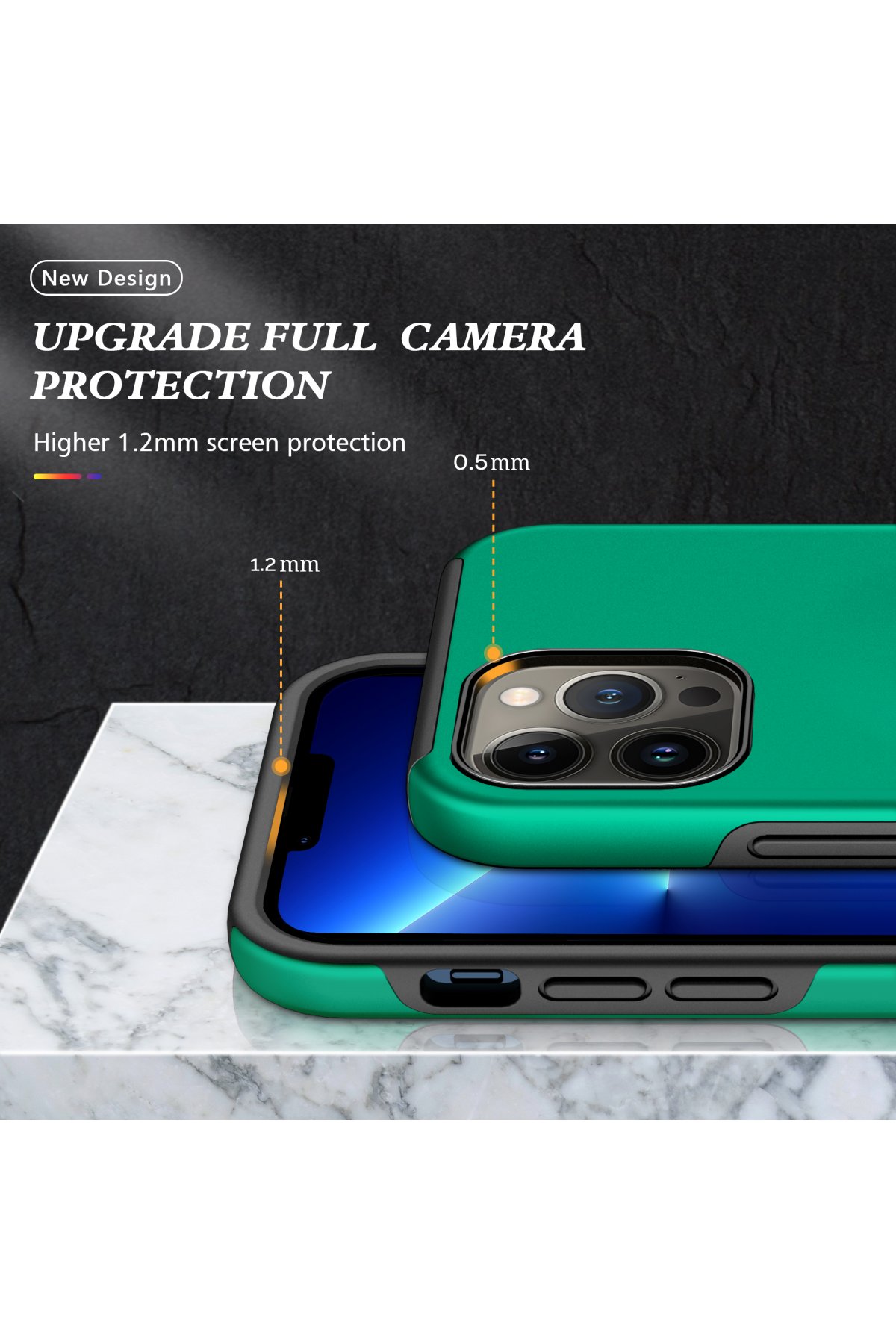 Newface iPhone 13 Pro Max Renkli Kamera Lens Koruma Cam - Yeşil-Sarı
