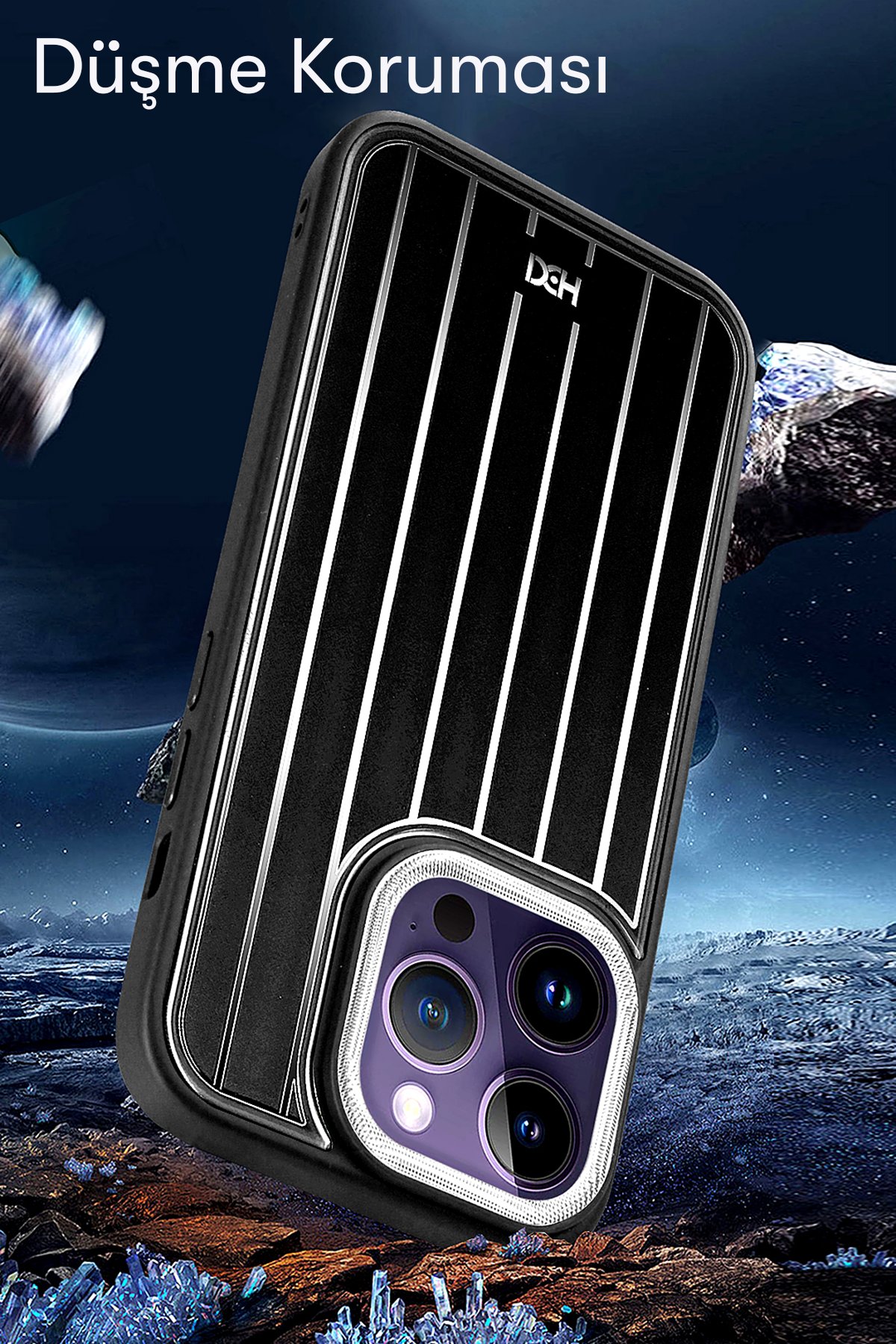 HDD iPhone 13 Pro Max Kılıf HBC-190 Kolaj Kapak - Derin Mor