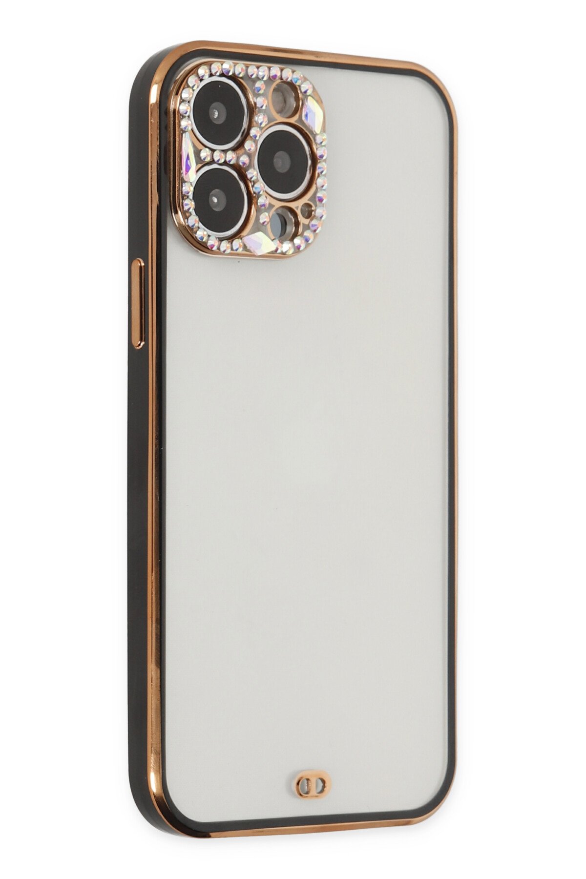 Newface iPhone 13 Pro Max Kılıf Simli Yüzüklü Silikon - Siyah