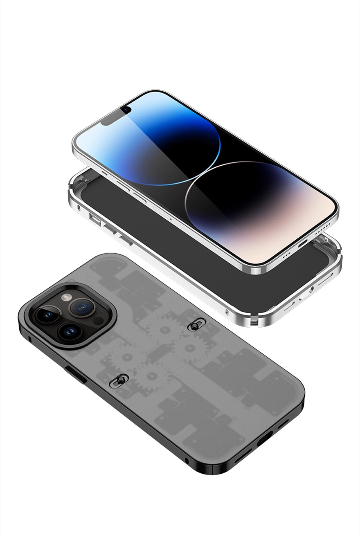 Newface iPhone 13 Pro Max Kılıf Focus Derili Silikon - Lacivert