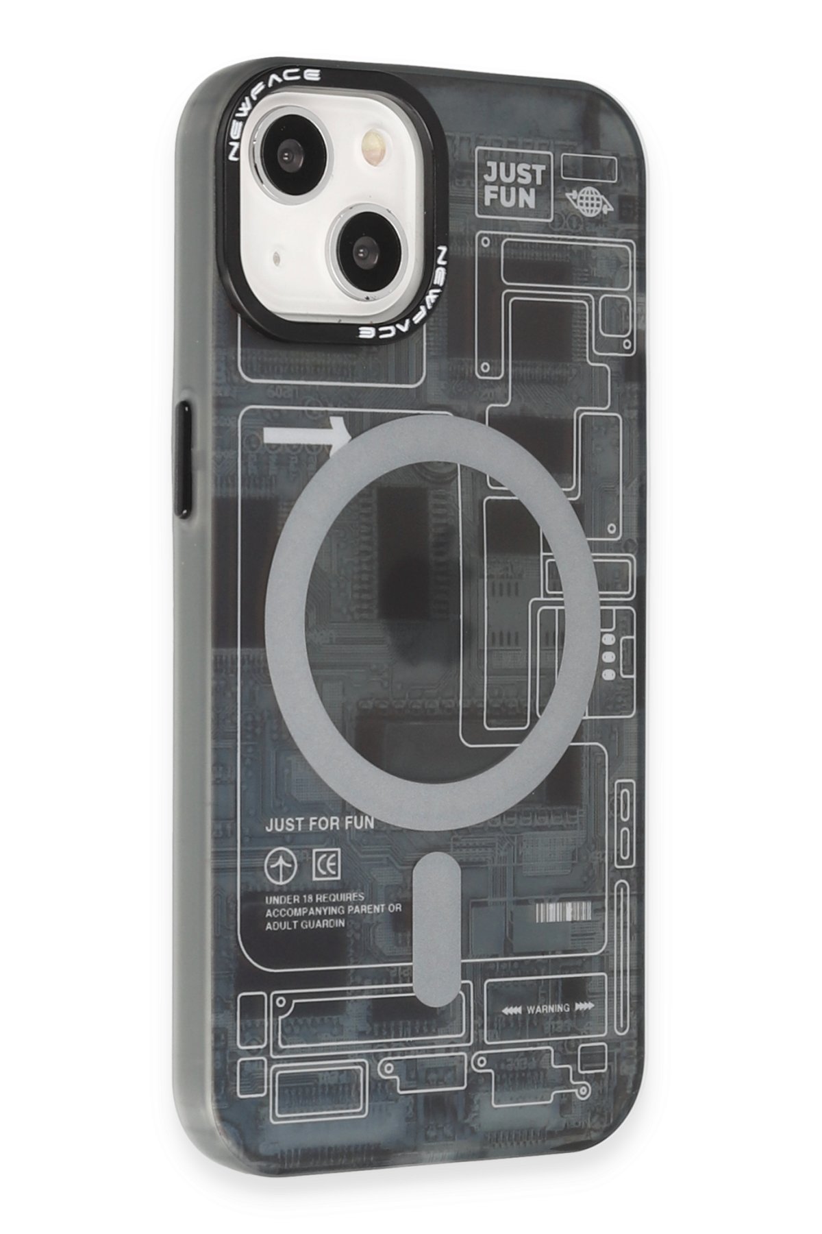 Newface iPhone 14 Kılıf Anka PC Magneticsafe Sert Metal Kapak - Şeffaf