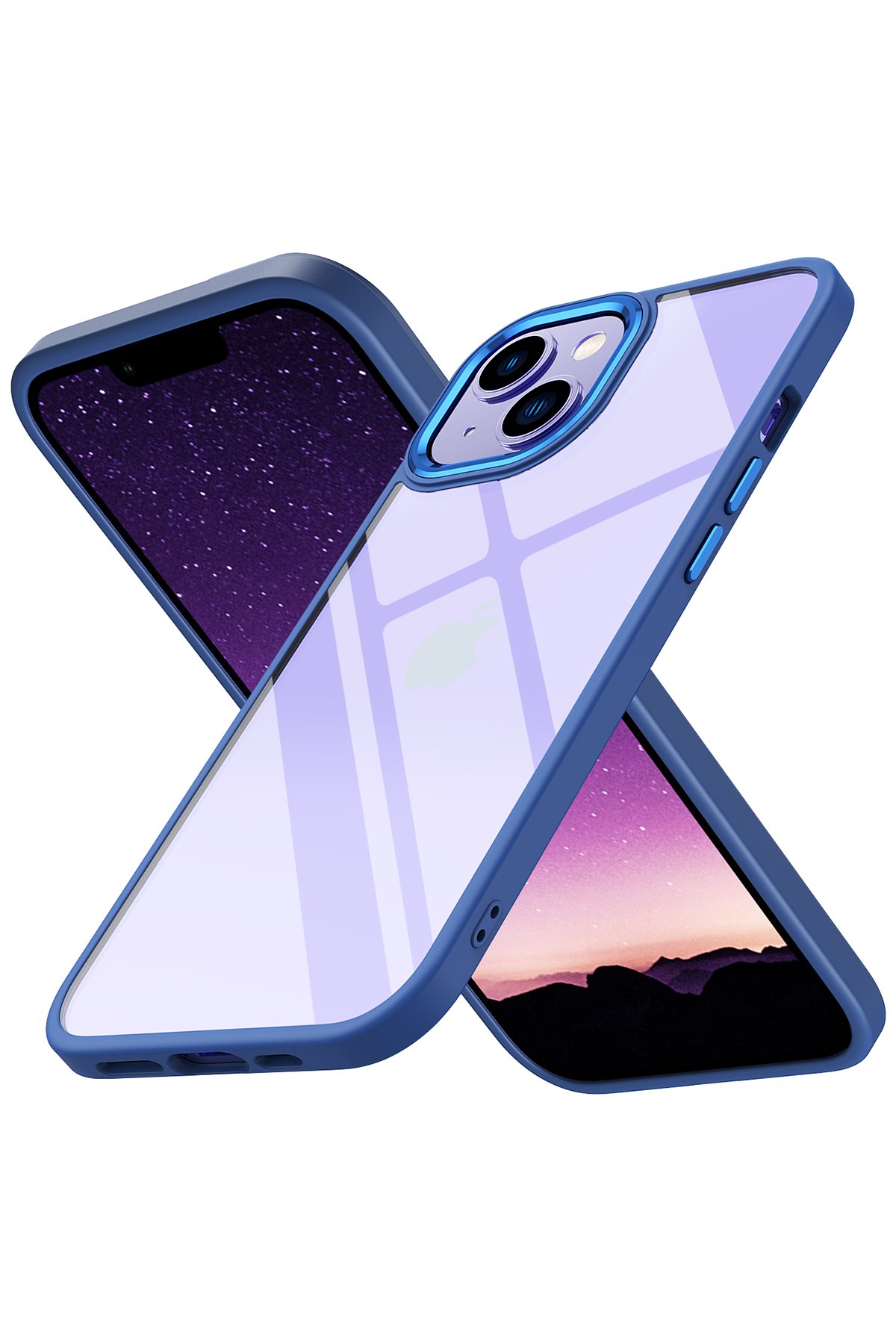 Newface iPhone 14 Plus Renkli Kamera Lens Koruma Cam - Turuncu-Yeşil