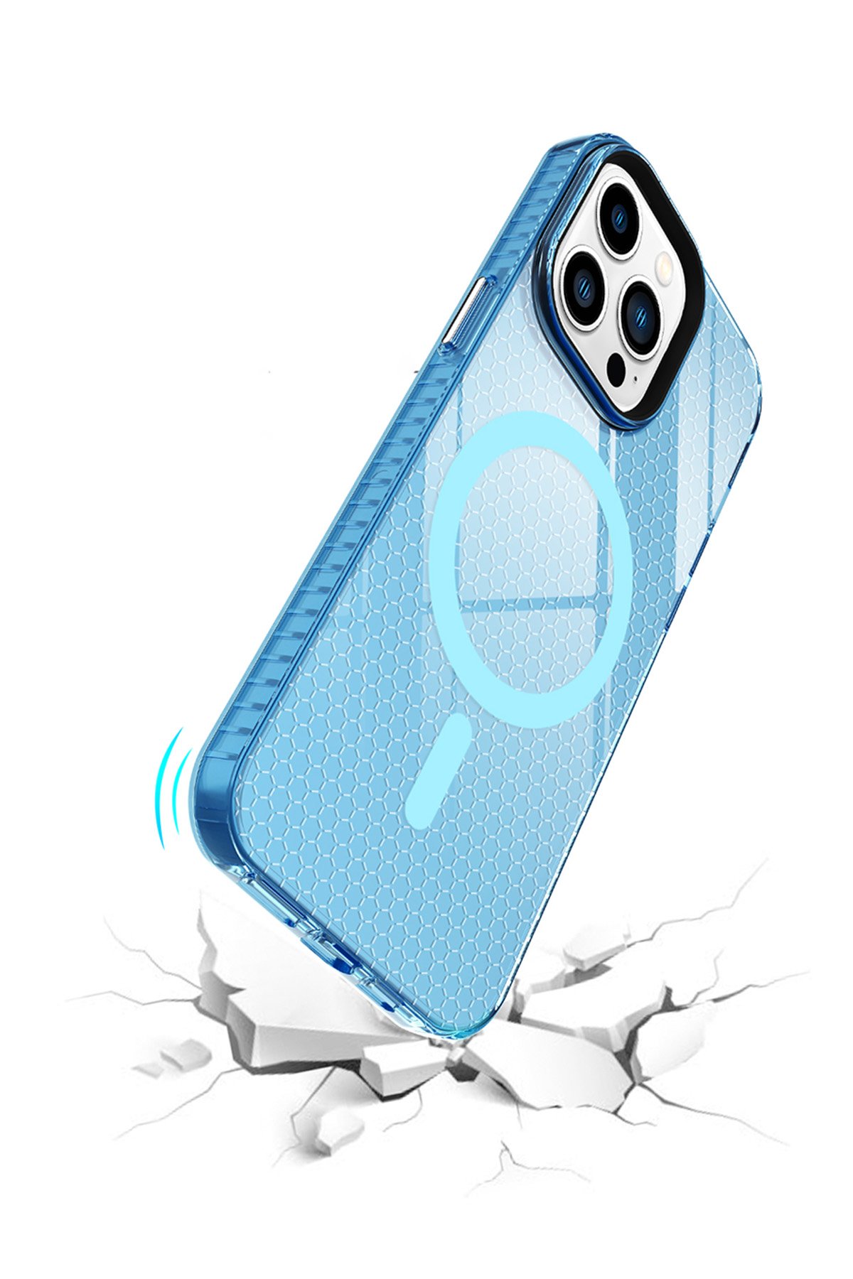 Newface iPhone 14 Pro Kılıf Anka PC Magneticsafe Sert Metal Kapak - Sierra Blue