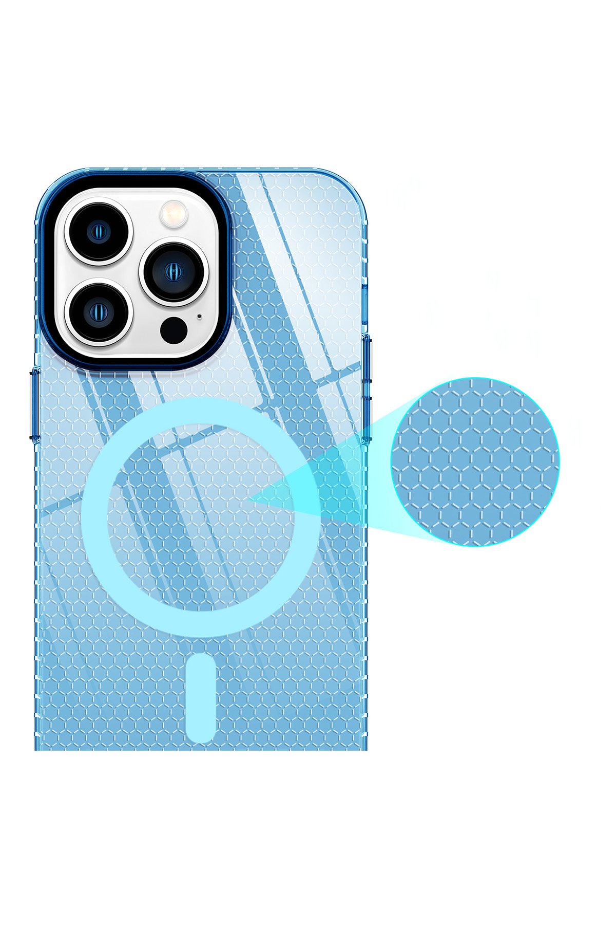 Newface iPhone 14 Pro Kılıf Anka PC Magneticsafe Sert Metal Kapak - Sierra Blue