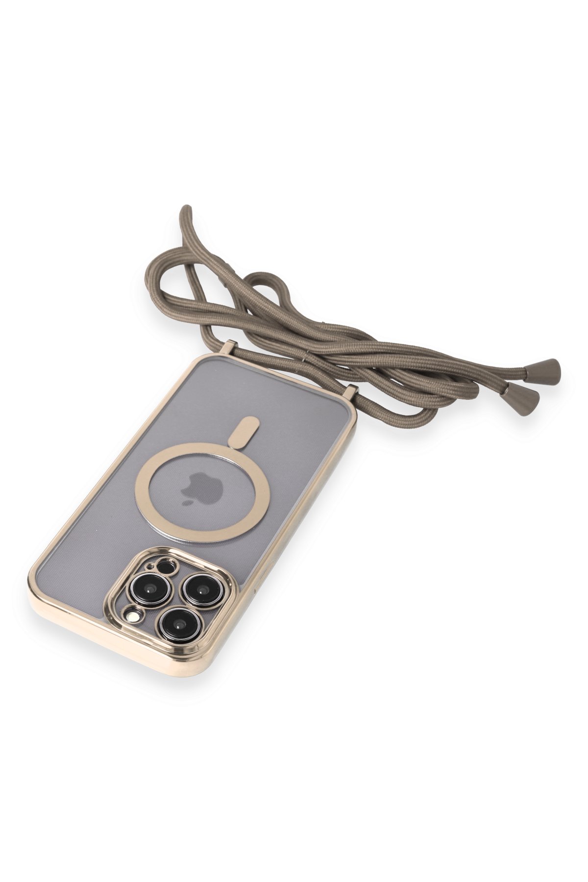 Newface iPhone 14 Pro Kılıf Joke Simli Magneticsafe Kılıf - Gold
