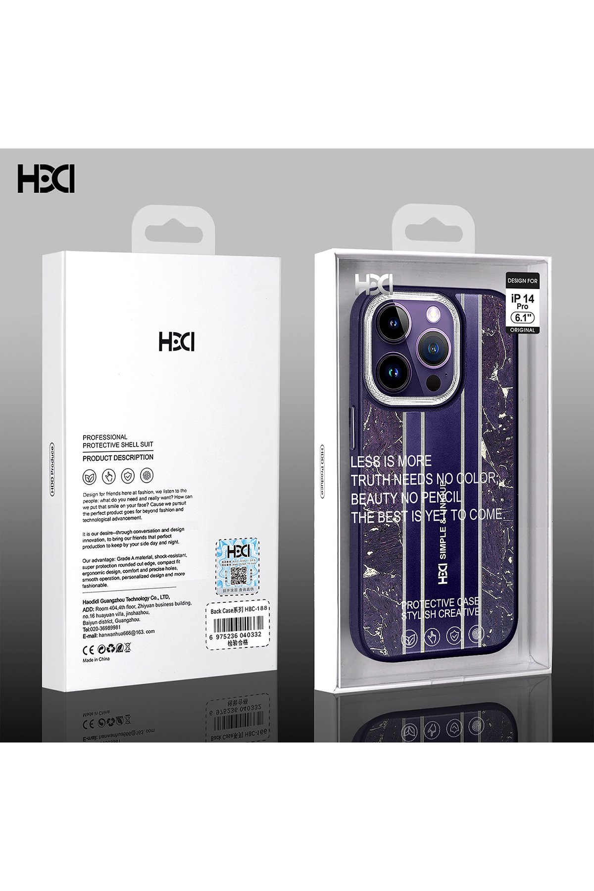 HDD iPhone 14 Pro Kılıf HBC-160 Almera Taşlı Kapak - Siyah