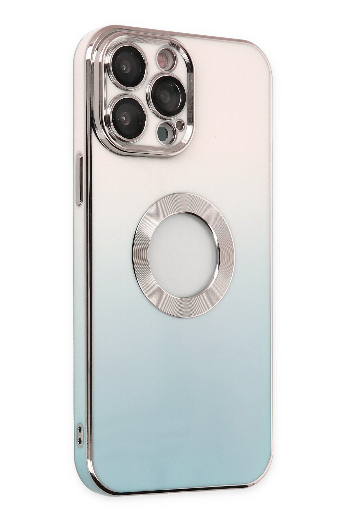 Newface iPhone 14 Pro Max Kılıf Montreal Yüzüklü Silikon Kapak - Lacivert