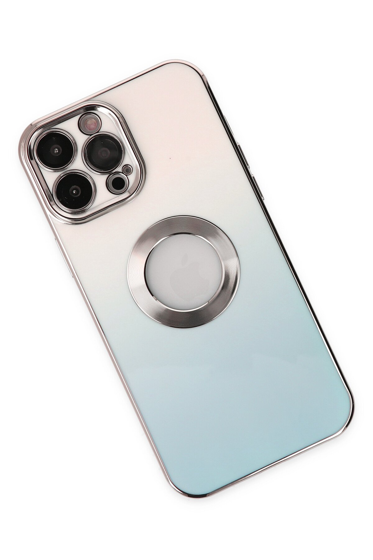 Newface iPhone 14 Pro Max Kılıf Montreal Yüzüklü Silikon Kapak - Lacivert