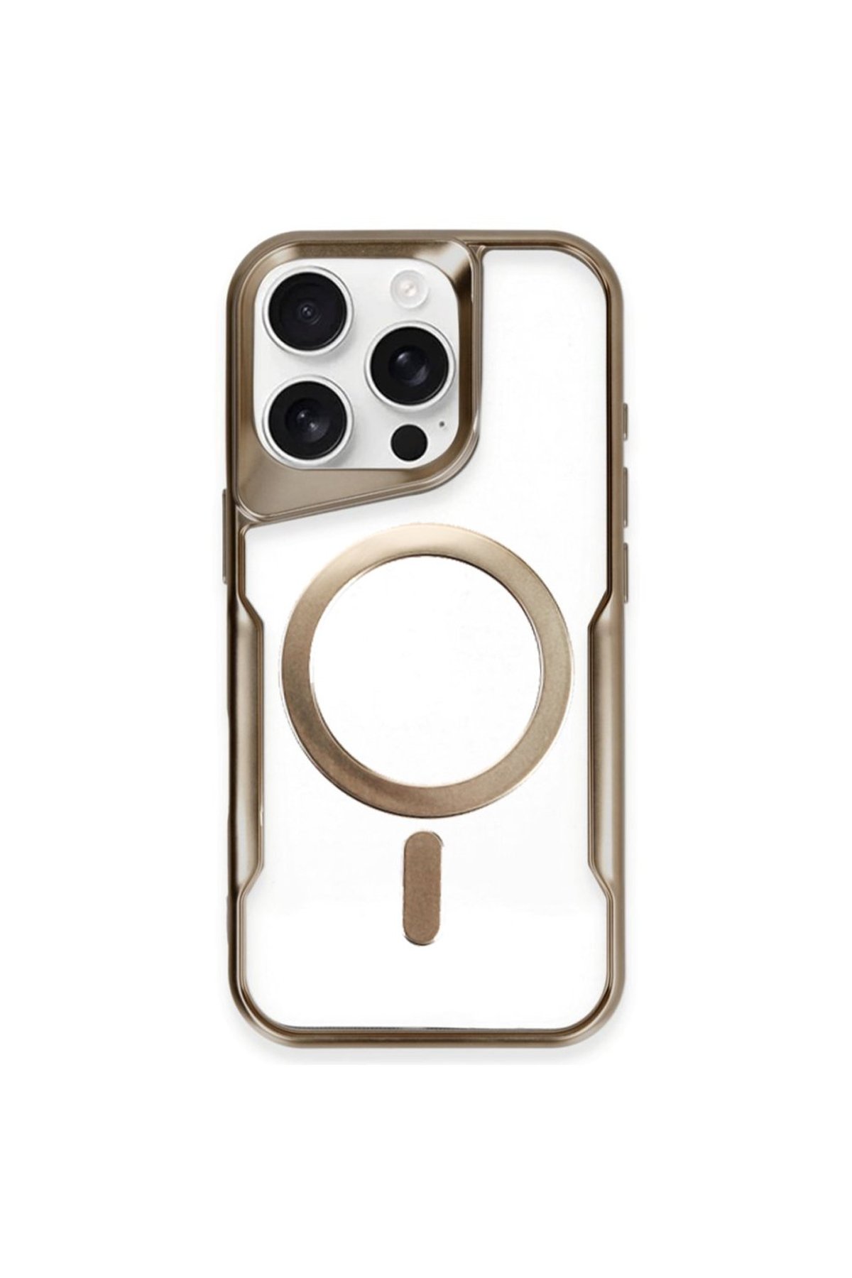 Newface iPhone 14 Pro Max Kılıf Daisy Simli Magsafe Kapak - Gold