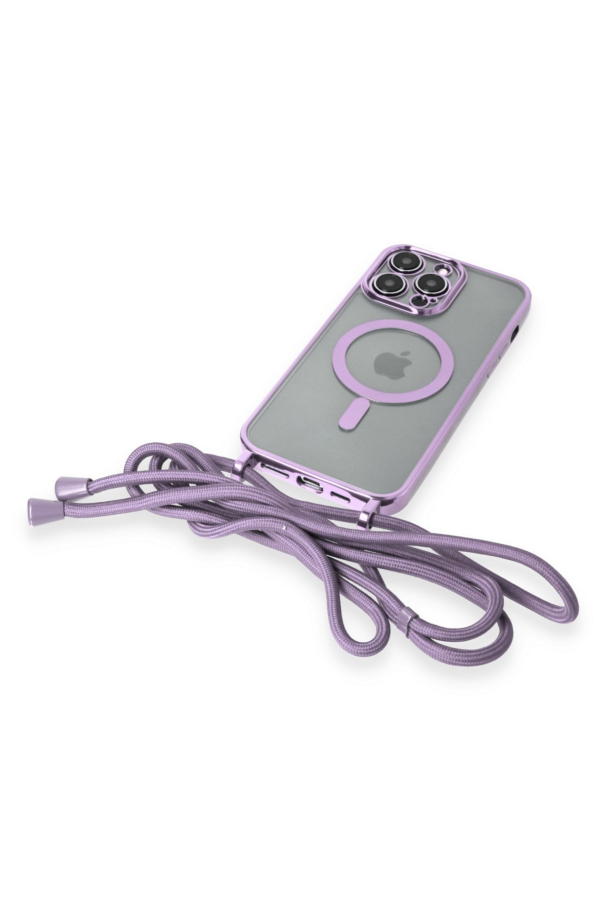 Newface iPhone 14 Pro Max Kılıf Loop Deri Silikon - Kahverengi