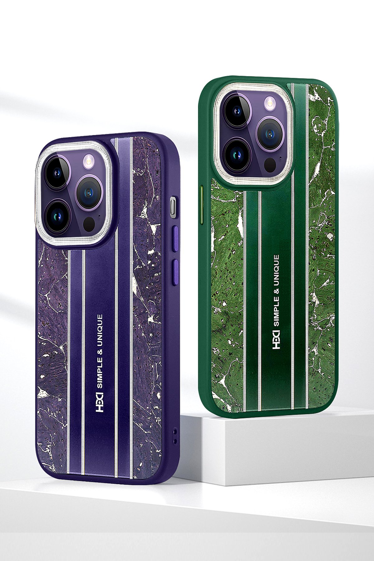 HDD iPhone 14 Pro Max Kılıf HBC-190 Kolaj Kapak - Lacivert
