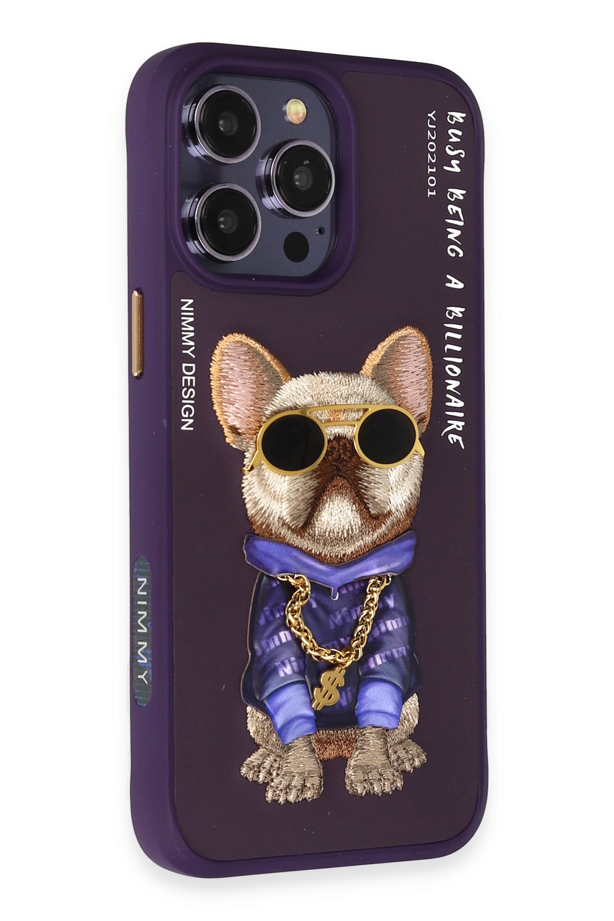 Newface iPhone 14 Pro Max Kılıf Sofya Yüzüklü Silikon Kapak - Lacivert