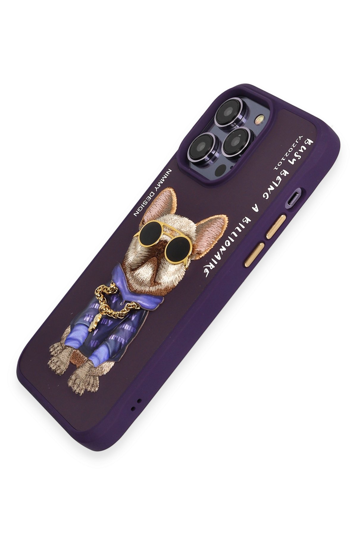 Newface iPhone 14 Pro Max Kılıf Sofya Yüzüklü Silikon Kapak - Lacivert