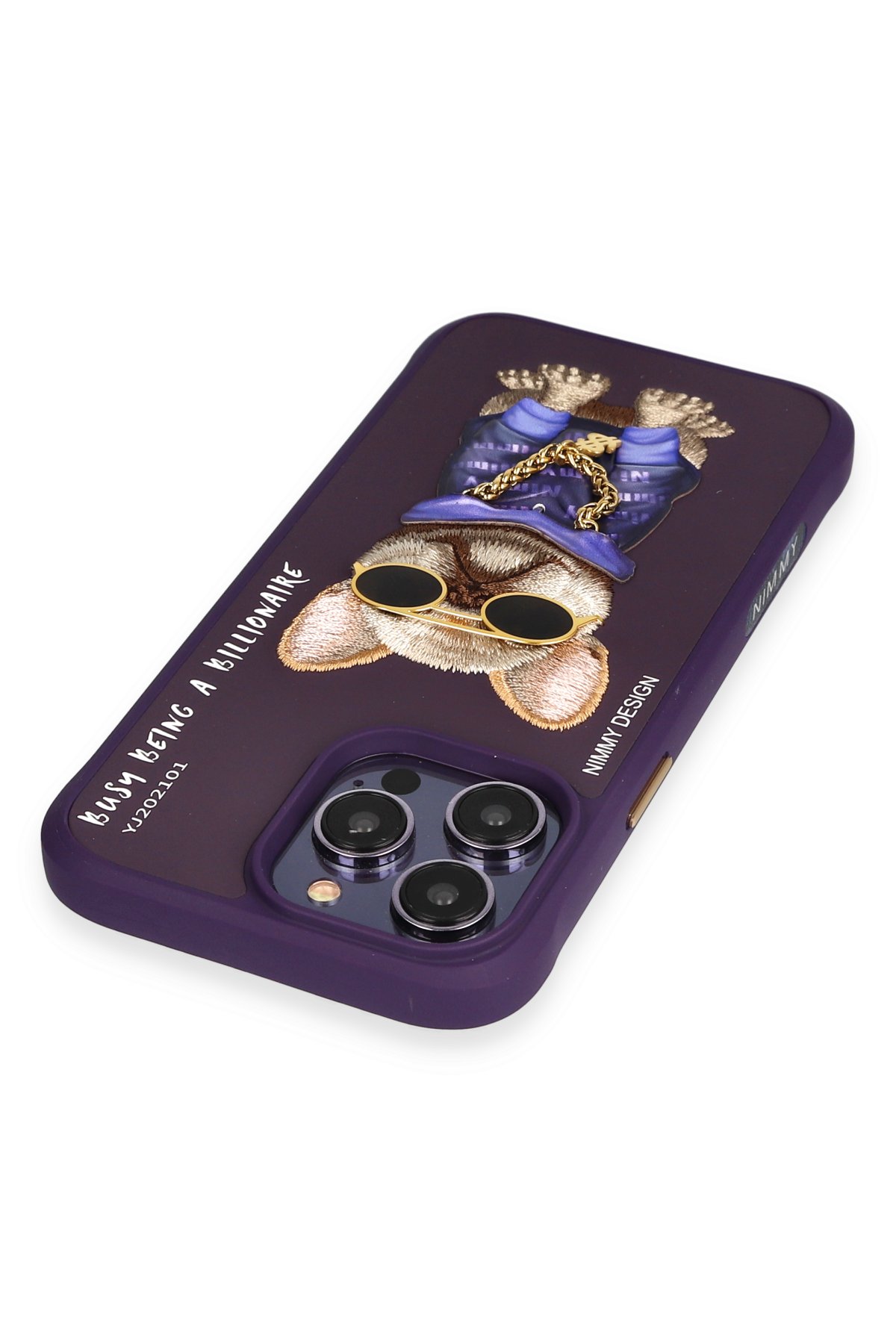 Newface iPhone 14 Pro Max Kılıf Sofya Yüzüklü Silikon Kapak - Lacivert