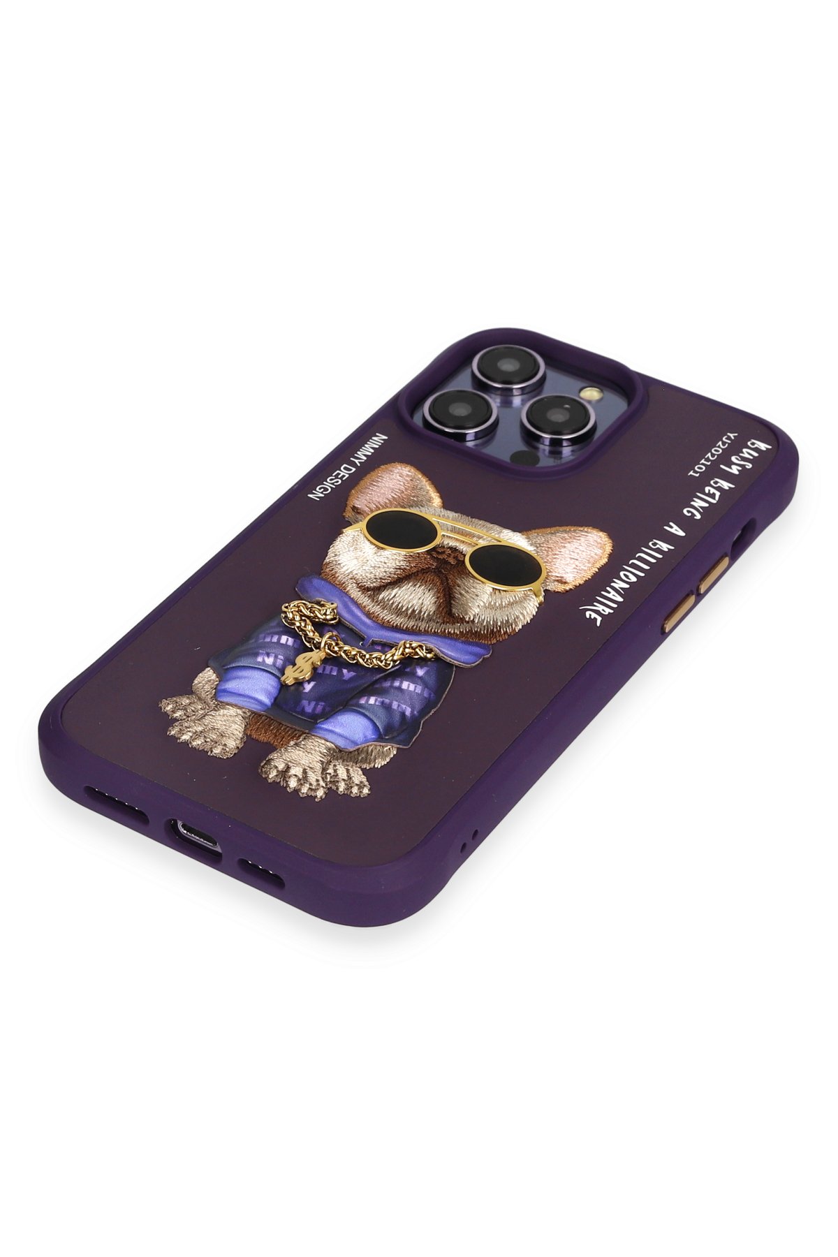 Newface iPhone 14 Pro Max Kılıf Sofya Yüzüklü Silikon Kapak - Lacivert