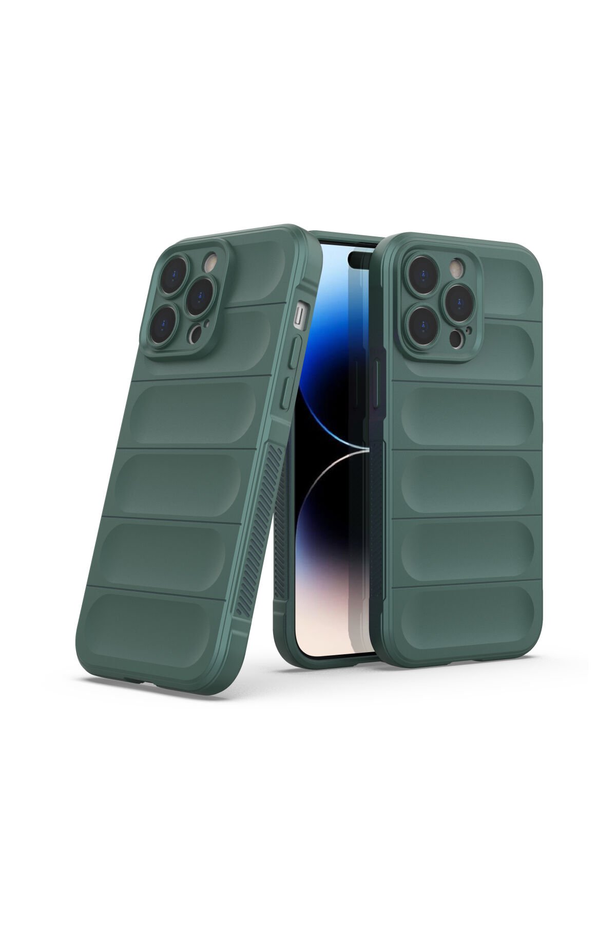 Newface iPhone 14 Pro Max Kılıf Pars Lens Yüzüklü Silikon - Gümüş
