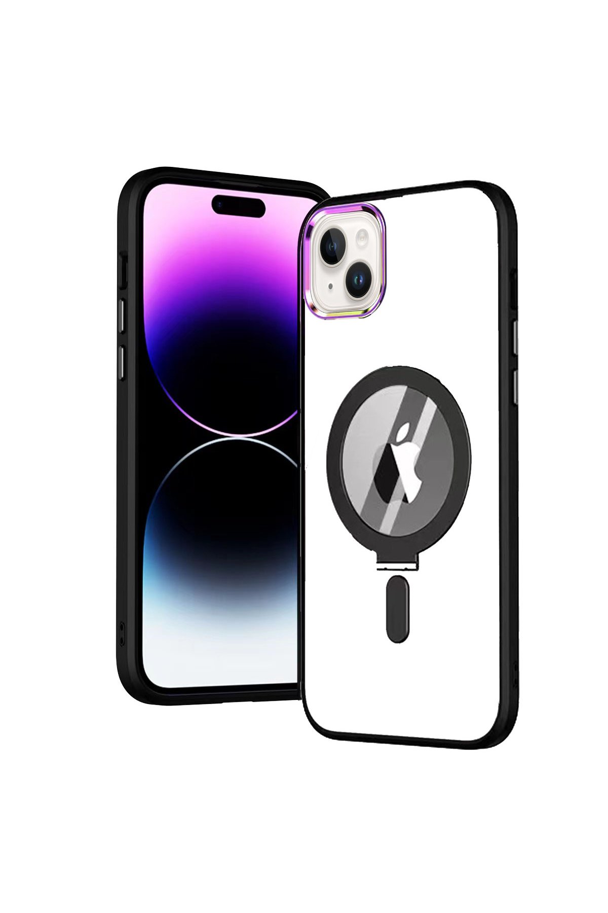 Newface iPhone 15 Kılıf Daisy Simli Magsafe Kapak - Siyah