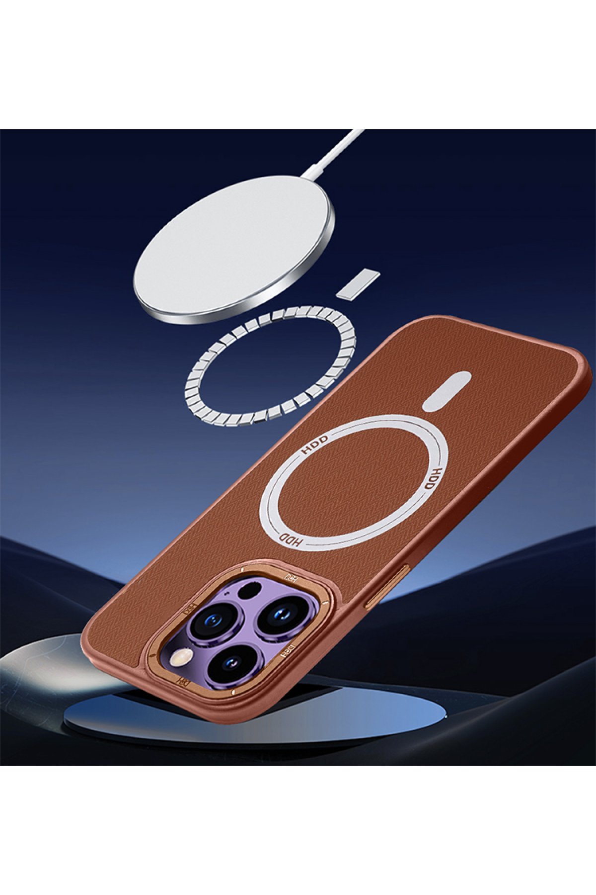 HDD iPhone 15 Pro Kılıf HBC-190 Kolaj Kapak - Kahverengi