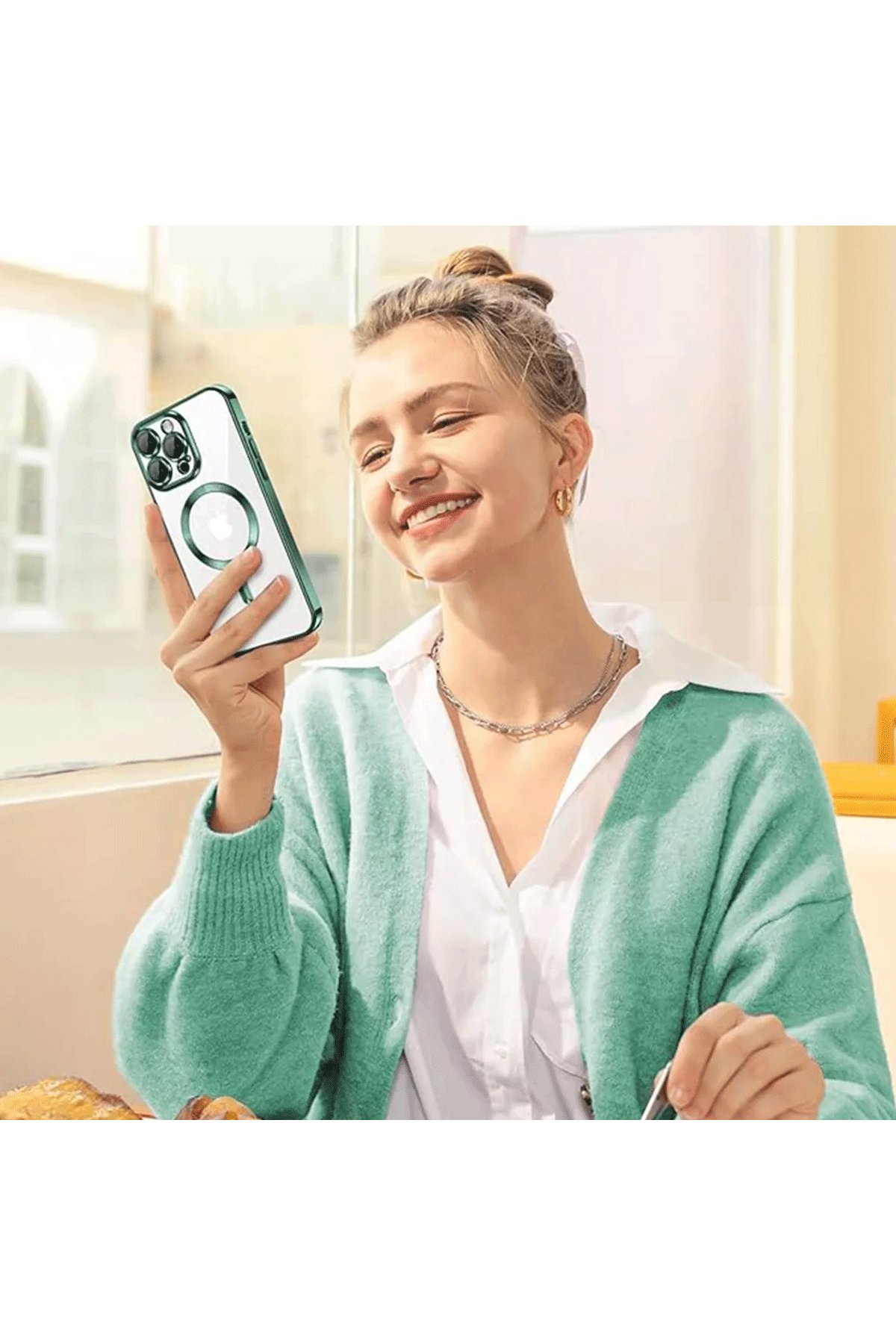 Newface iPhone 15 Pro Kılıf Kross Magneticsafe Kapak - Rose