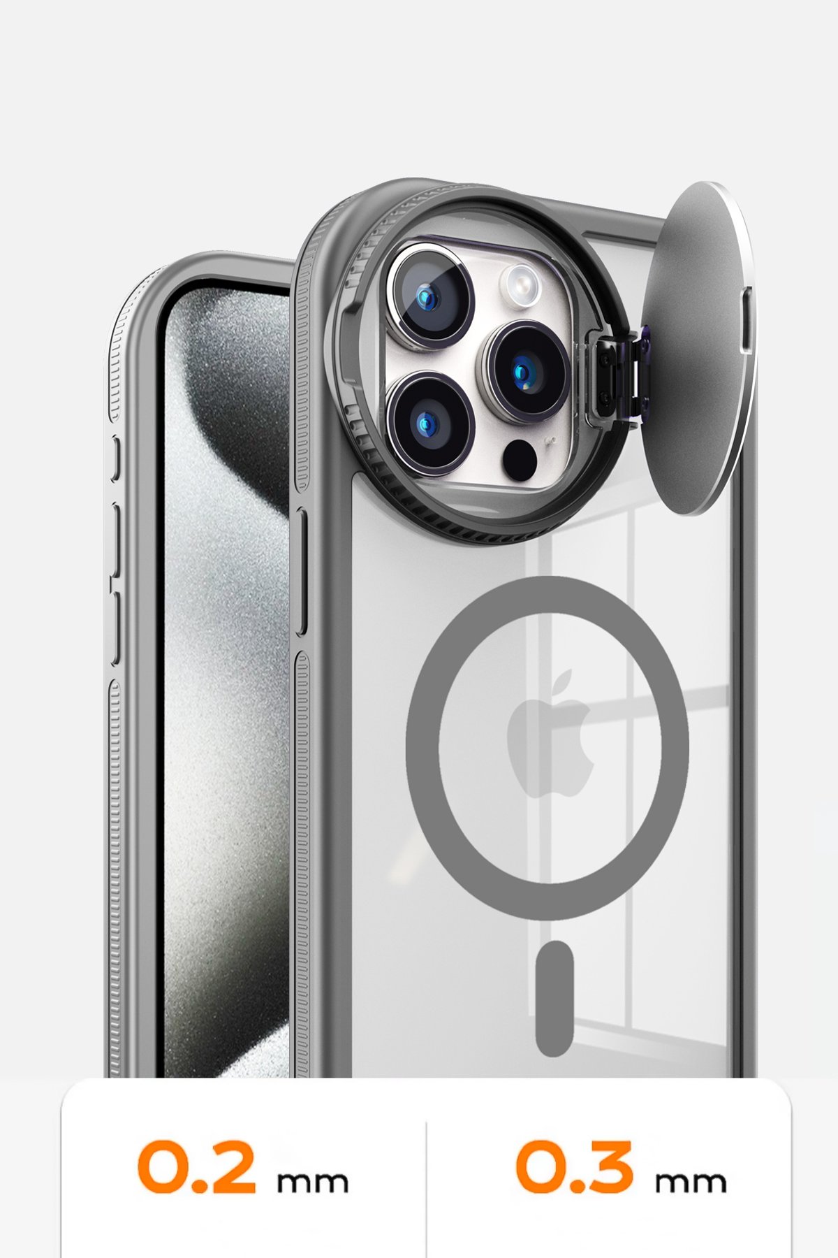 Newface iPhone 15 Pro Kılıf Montreal Yüzüklü Silikon Kapak - Siyah