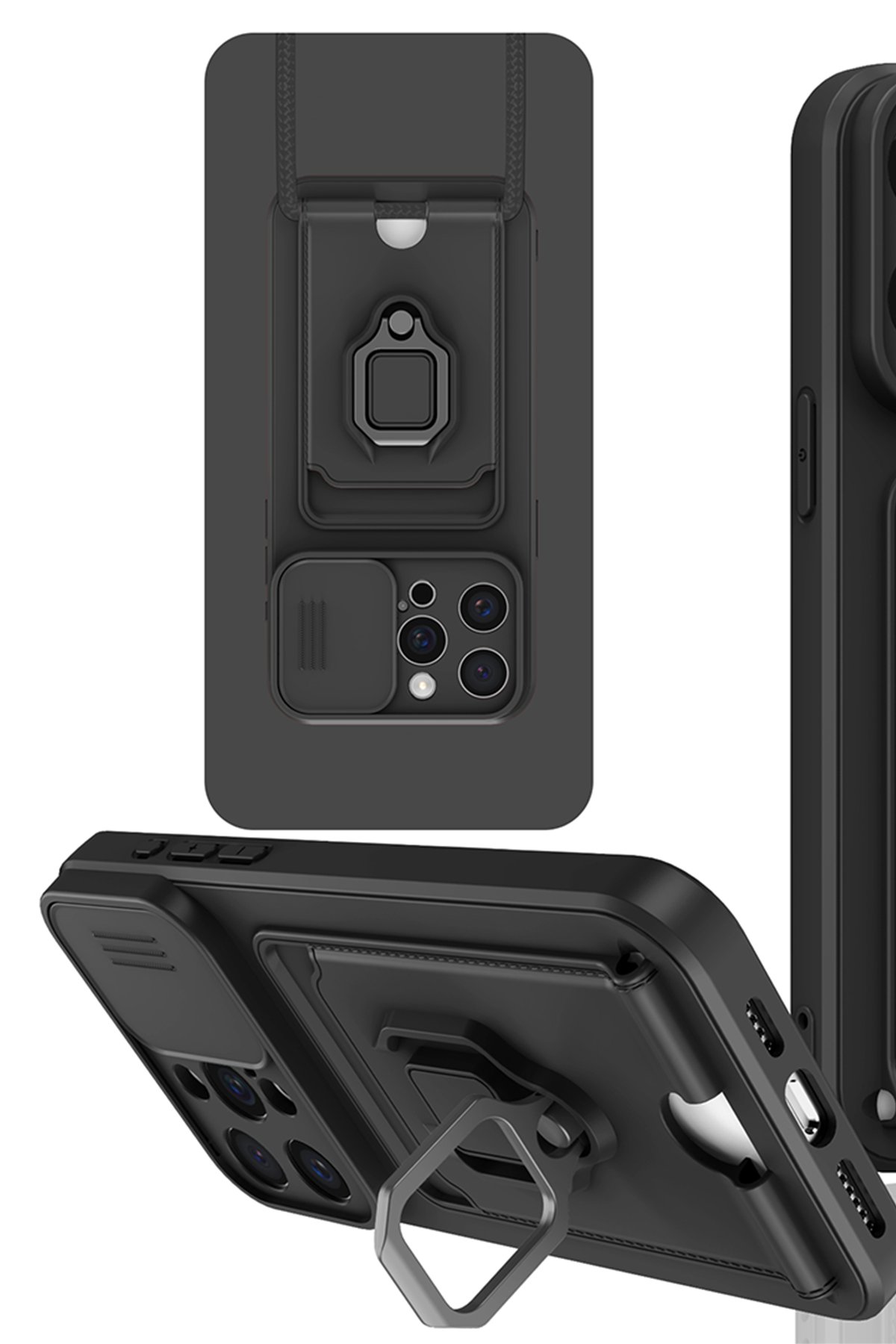 Newface iPhone 15 Pro Kılıf Mudo Magneticsafe Standlı Kapak - Siyah