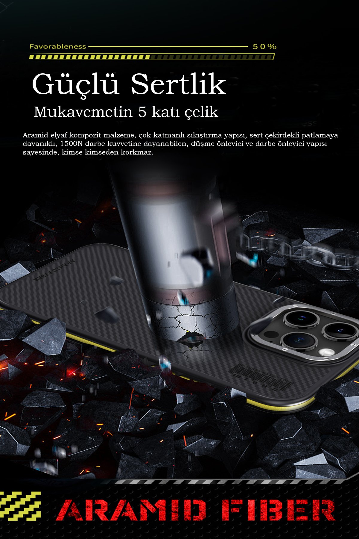 Joko iPhone 15 Pro Max Metal Bumper Mat Kapak - Siyah
