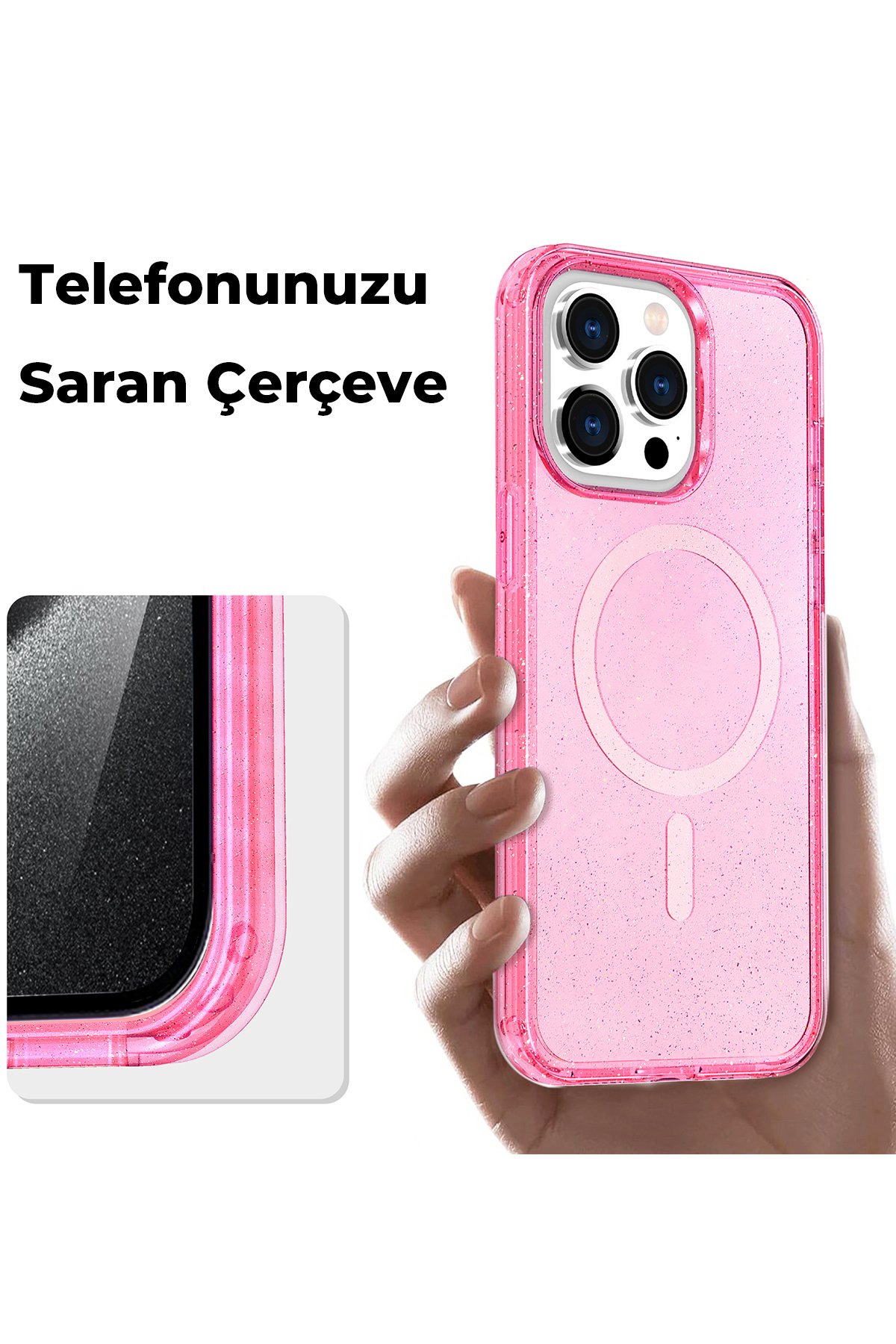 Newface iPhone 15 Pro Max Kılıf Teleskop Lens Magsafe Silikon Kapak - Siyah