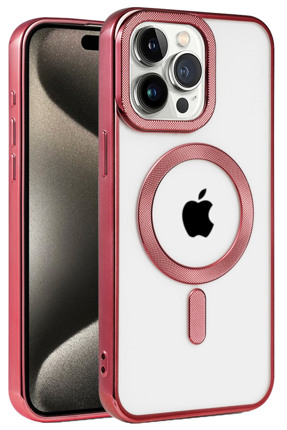 Newface iPhone 15 Pro Max Kılıf Optimum Silikon - Bordo