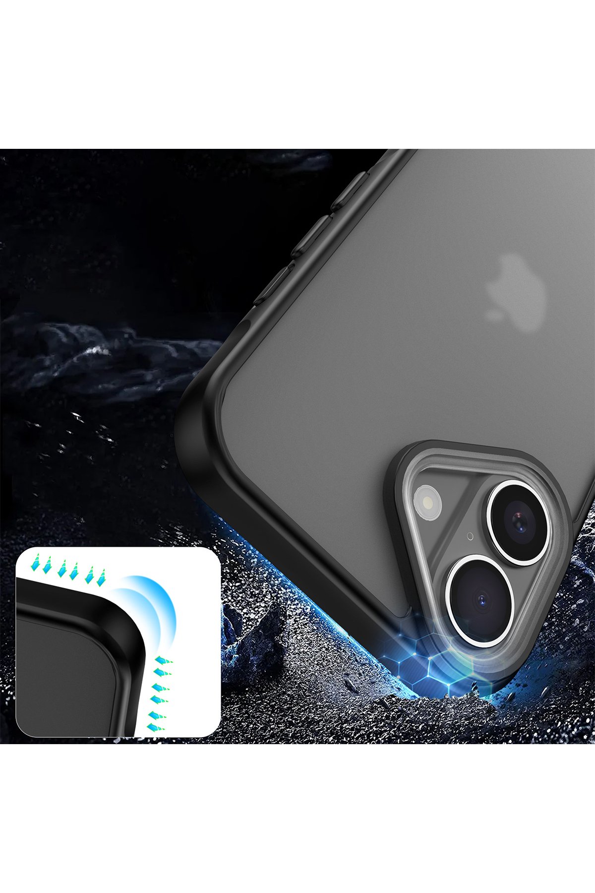 Newface iPhone 16 Rock Metal Kamera Lens - Siyah