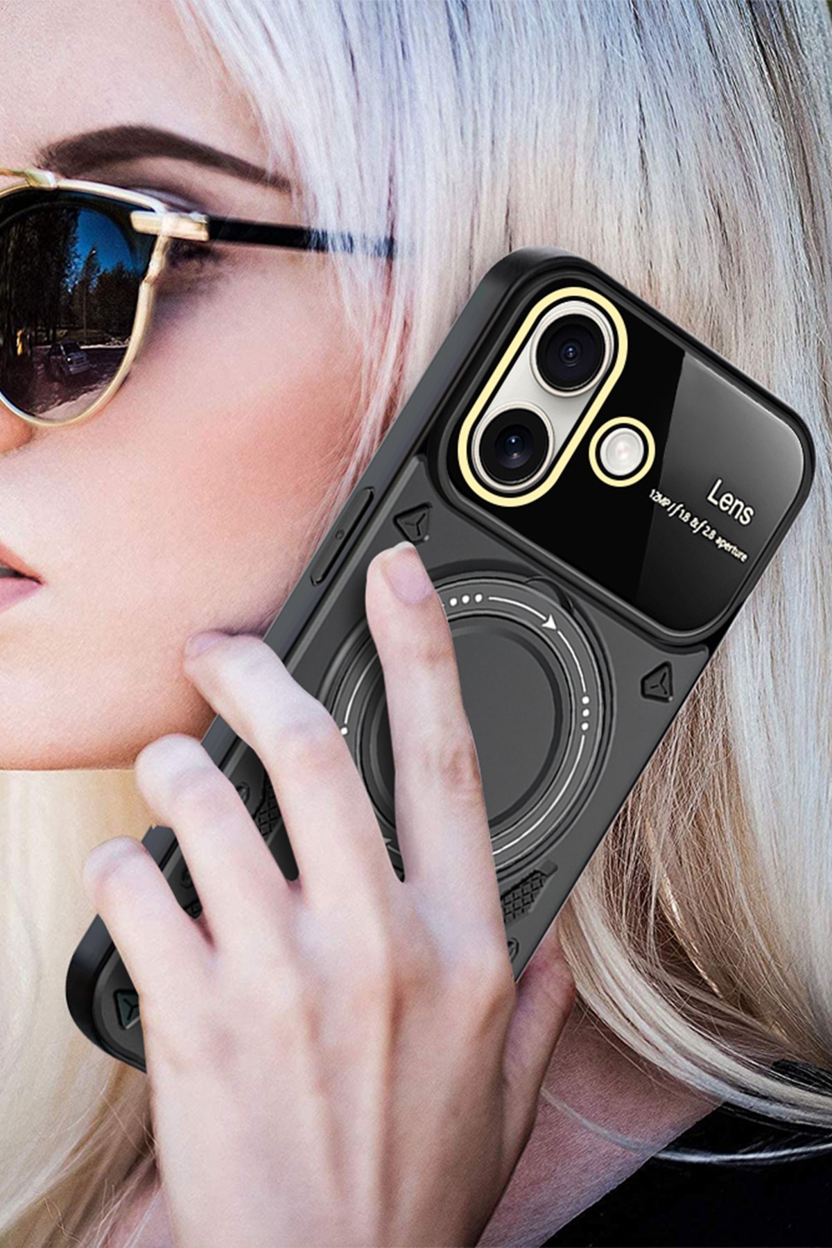 Newface iPhone 16 Kılıf Razer Lensli Silikon - Titanyum Gri