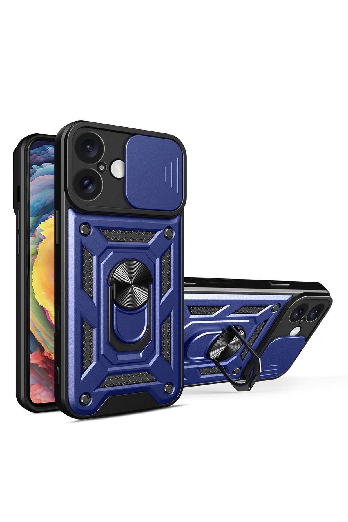 Newface iPhone 16 Kılıf Aras Deri Kapak - Lacivert