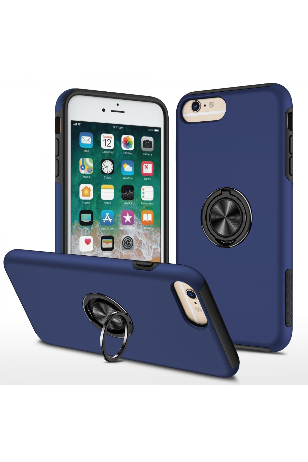 Newface iPhone 6 Plus Kılıf Sofya Yüzüklü Silikon Kapak - Gold