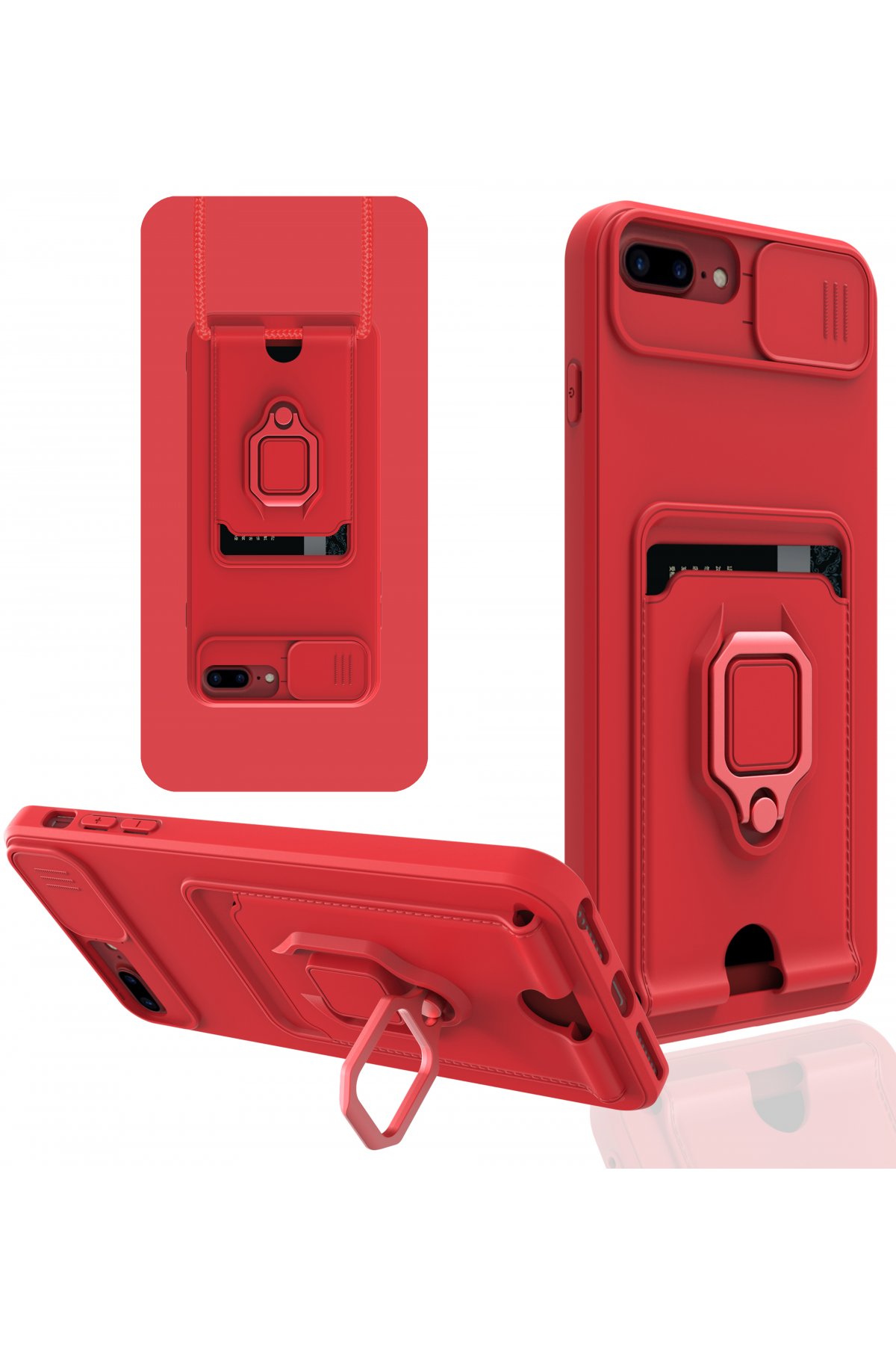 Newface iPhone 6 Plus Kılıf Palm Buzlu Kamera Sürgülü Silikon - Pembe