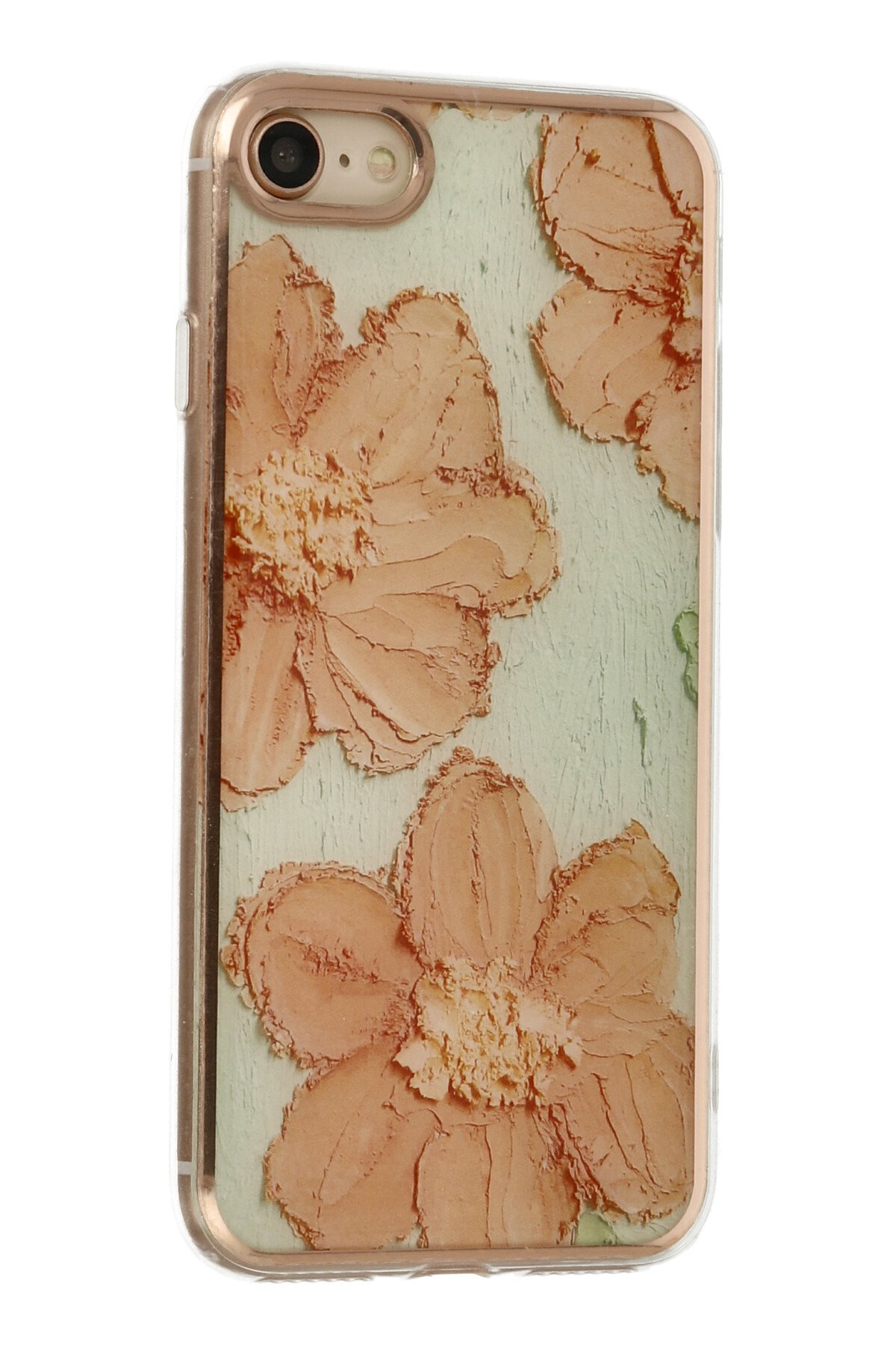 Newface iPhone 7 Kılıf Coco Deri Silikon Kapak - Gold