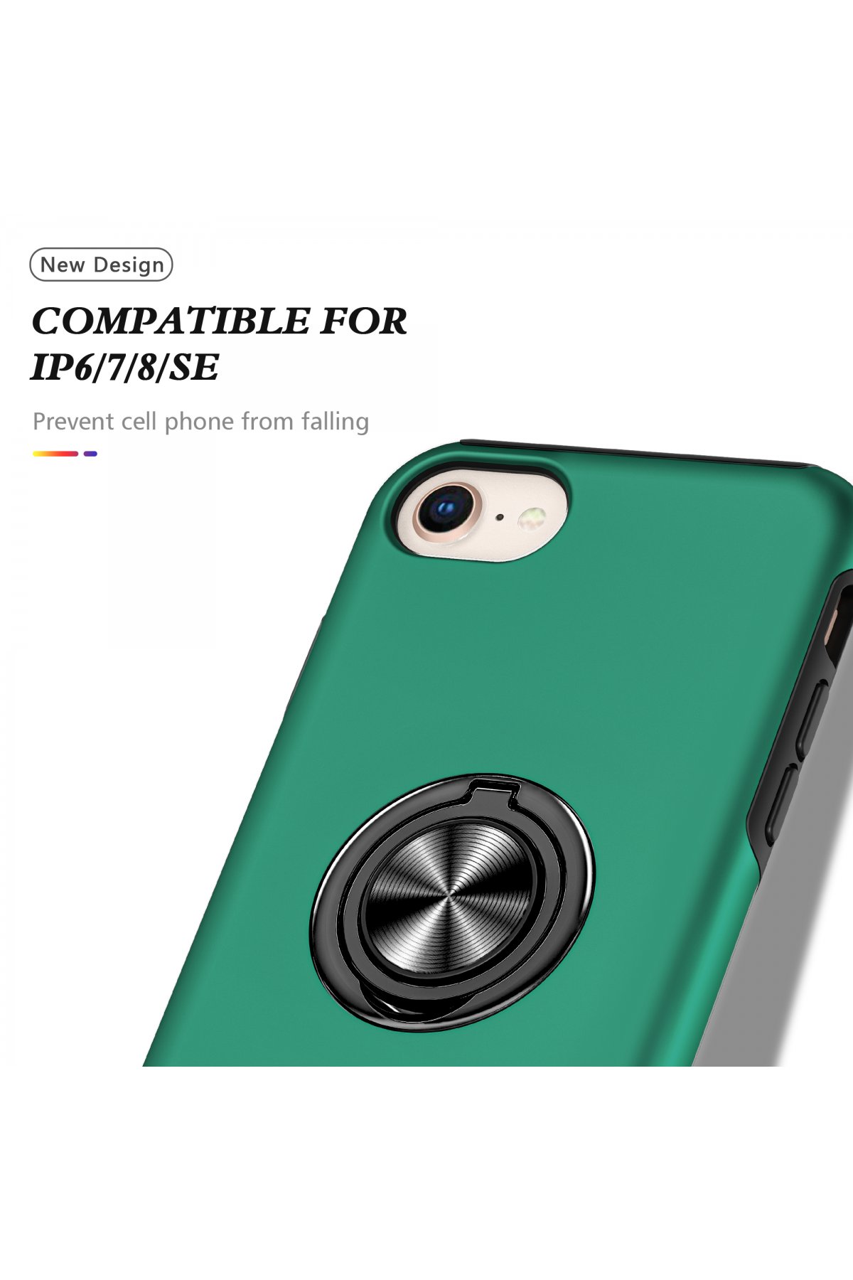 Newface iPhone 7 Kılıf Sofya Yüzüklü Silikon Kapak - Gold