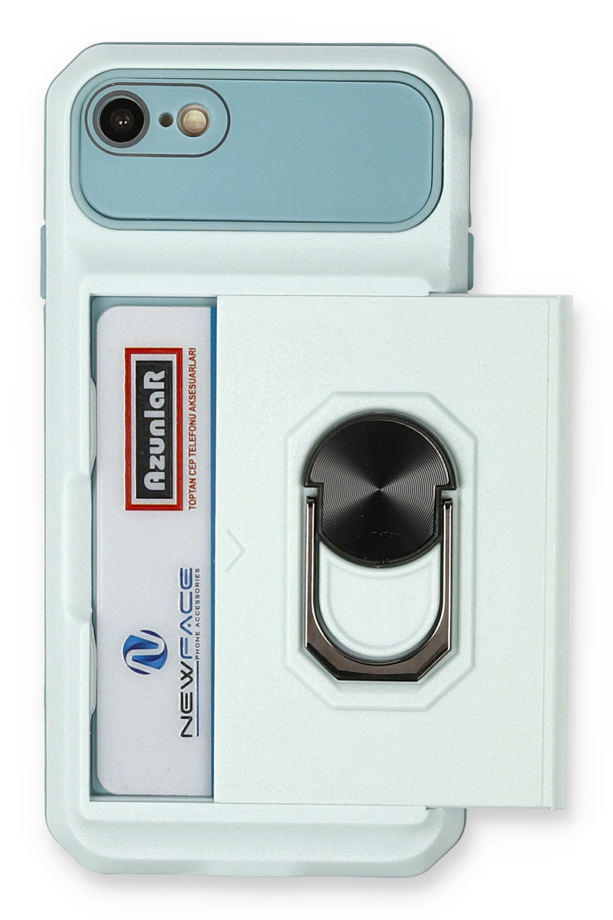 Newface iPhone 7 Kılıf Coco Deri Standlı Kapak - Sky Blue