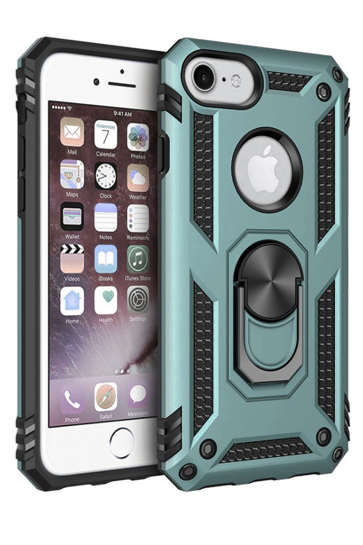 Newface iPhone 7 Kılıf Zuma Kartvizitli Yüzüklü Silikon - Lila