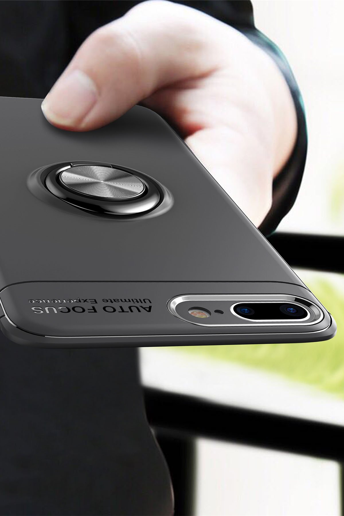 Newface iPhone 7 Plus Kılıf Nano içi Kadife Silikon - Siyah