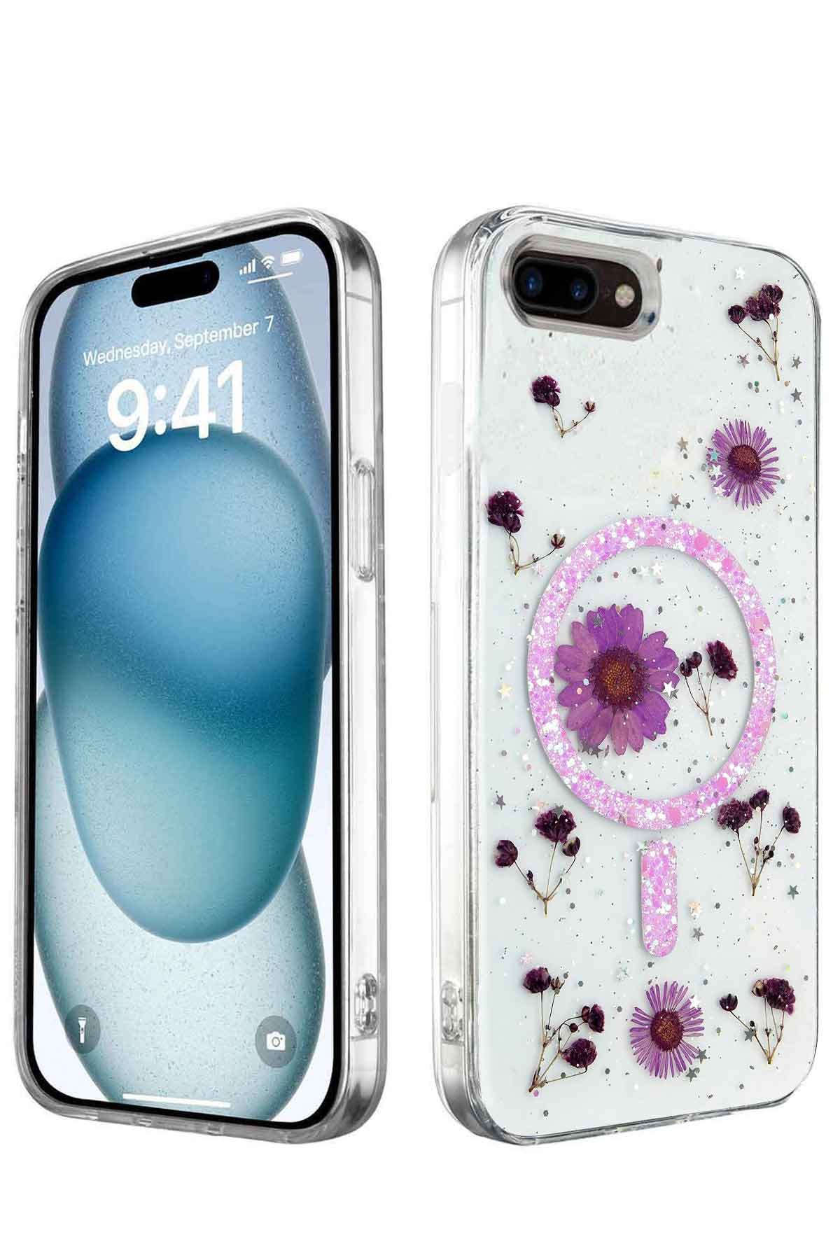 Newface iPhone 8 Kılıf Volet Silikon - Mor