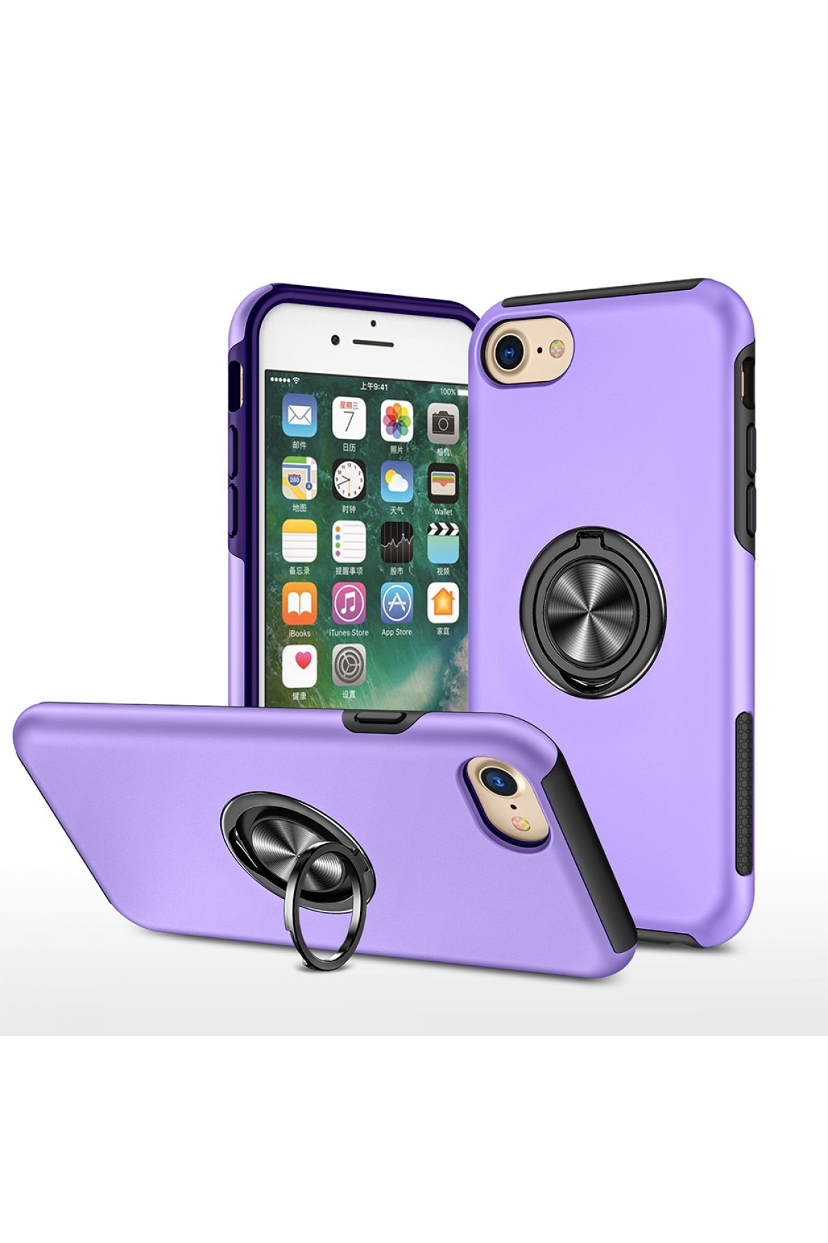 Newface iPhone 8 Kılıf Zuma Kartvizitli Yüzüklü Silikon - Pembe