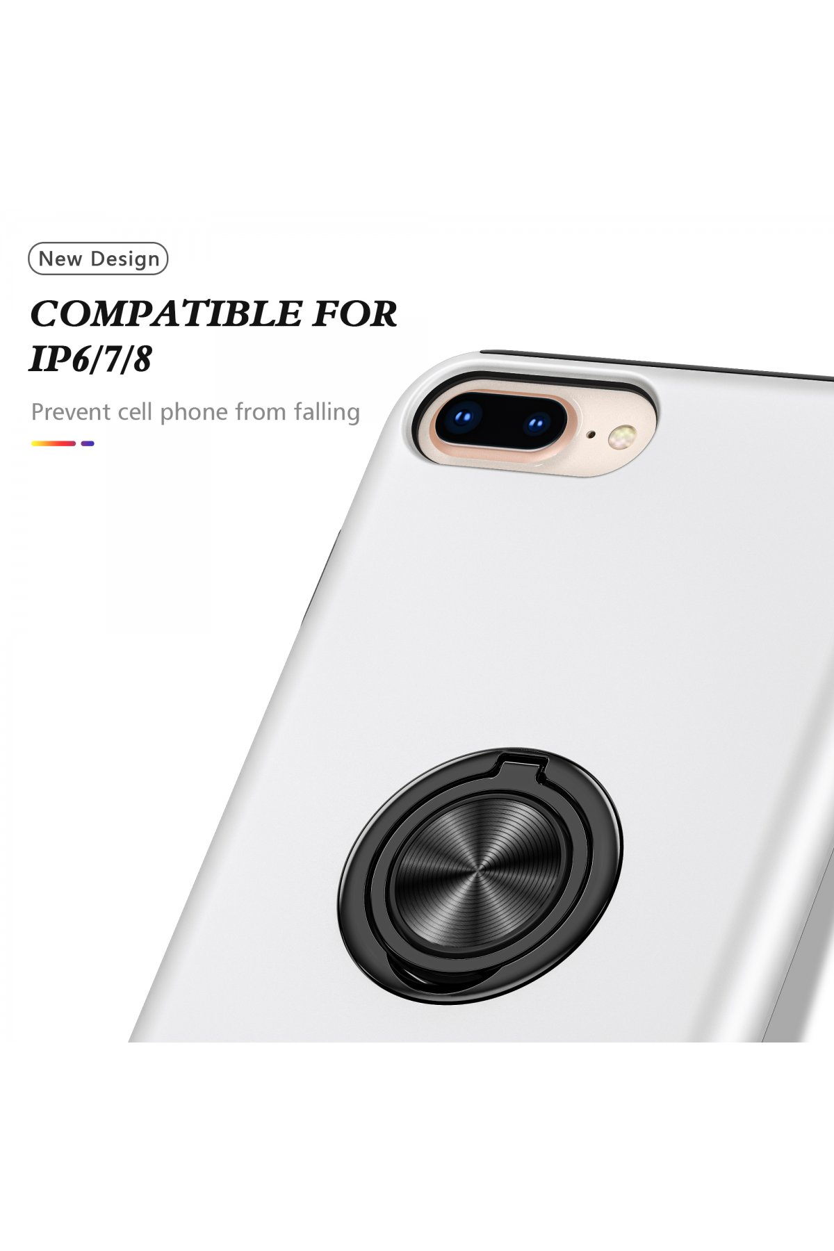 Newface iPhone 8 Plus Kılıf Zegna Yüzüklü Silikon Kapak - Rose