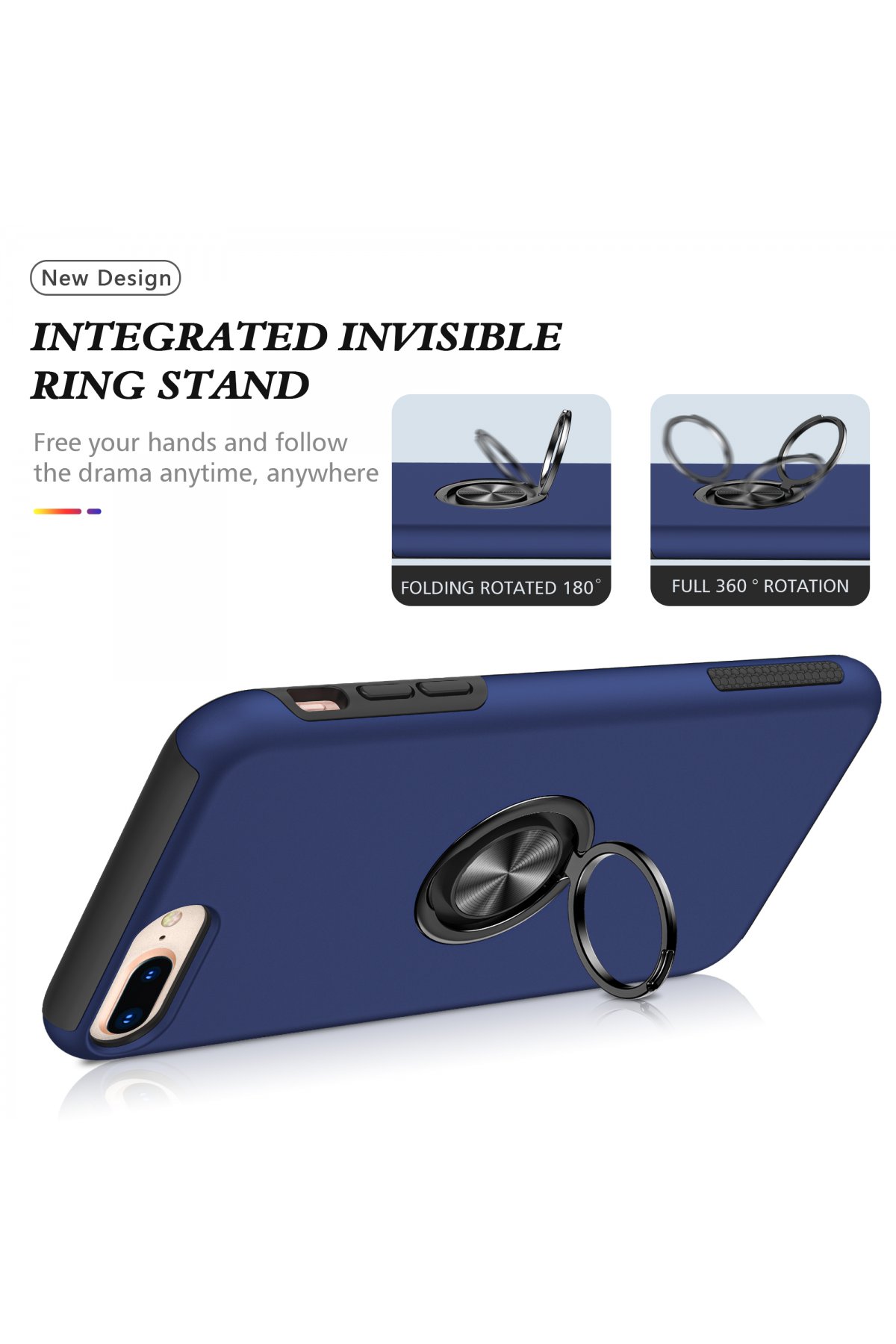 Newface iPhone 8 Plus Kılıf Zuma Kartvizitli Yüzüklü Silikon - Pembe