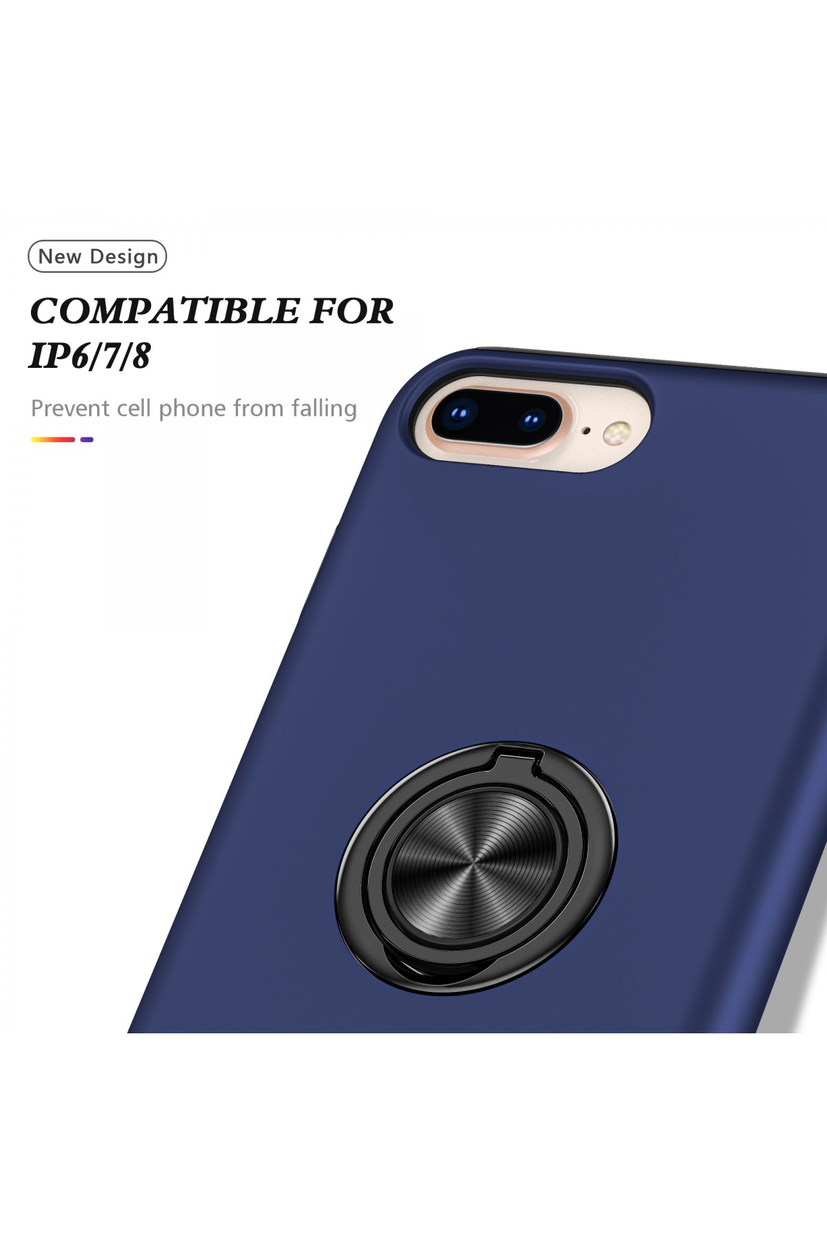 Newface iPhone 8 Plus Kılıf Zuma Kartvizitli Yüzüklü Silikon - Pembe