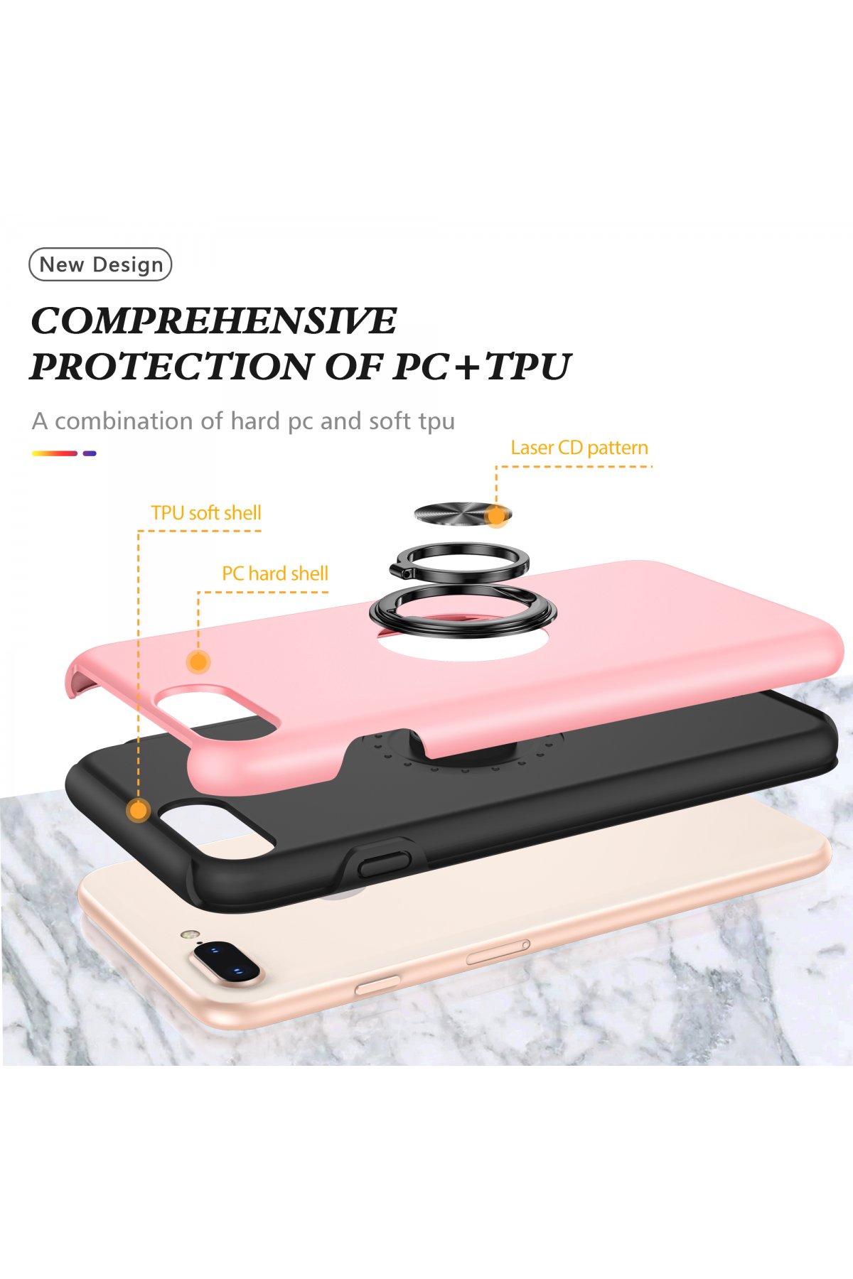 Newface iPhone 8 Plus Kılıf PP Ultra İnce Kapak - Pembe