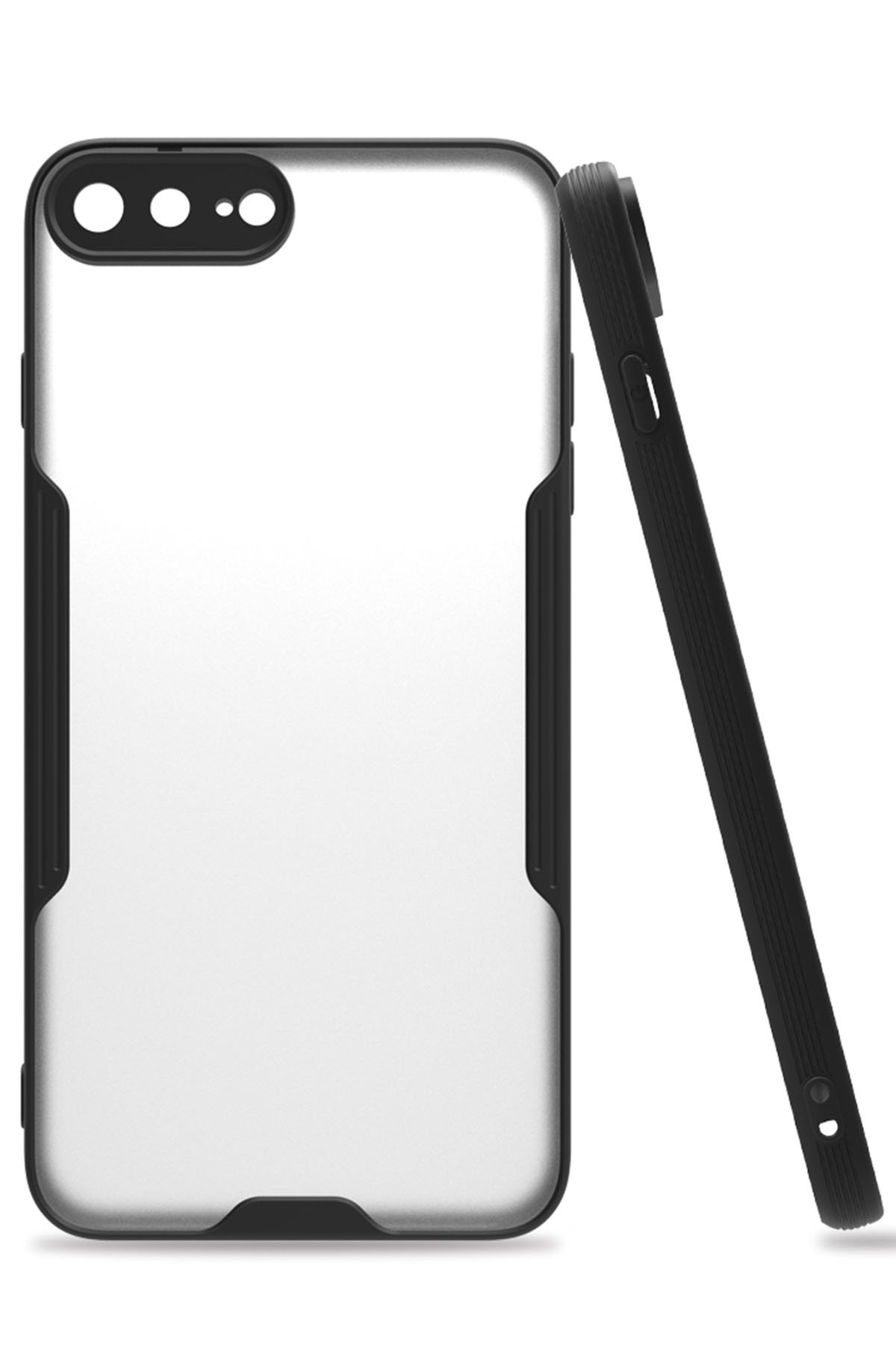 Newface iPhone 8 Plus Kılıf Palm Buzlu Kamera Sürgülü Silikon - Lacivert