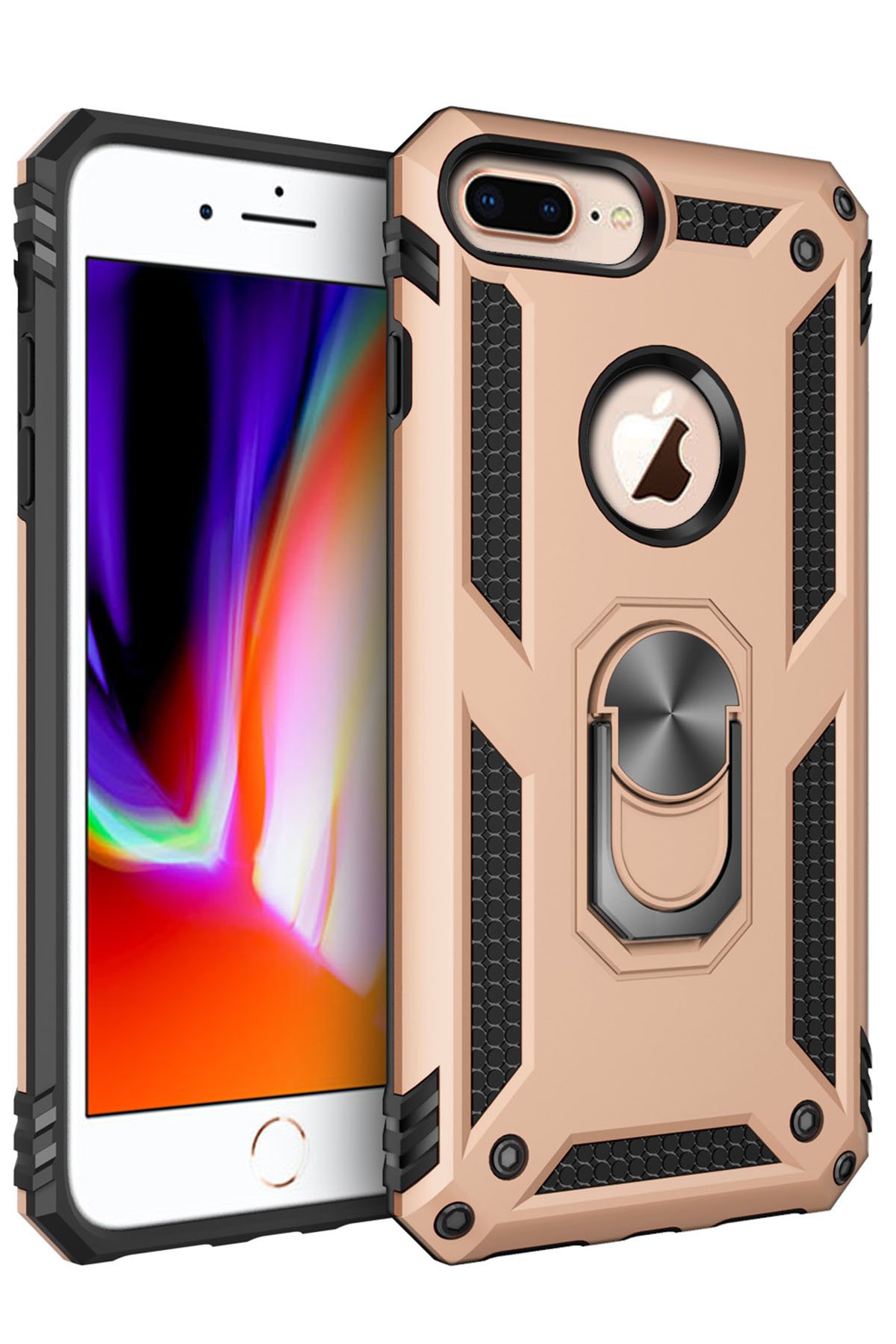 Newface iPhone 8 Plus Kılıf Coco Deri Standlı Kapak - Fuşya