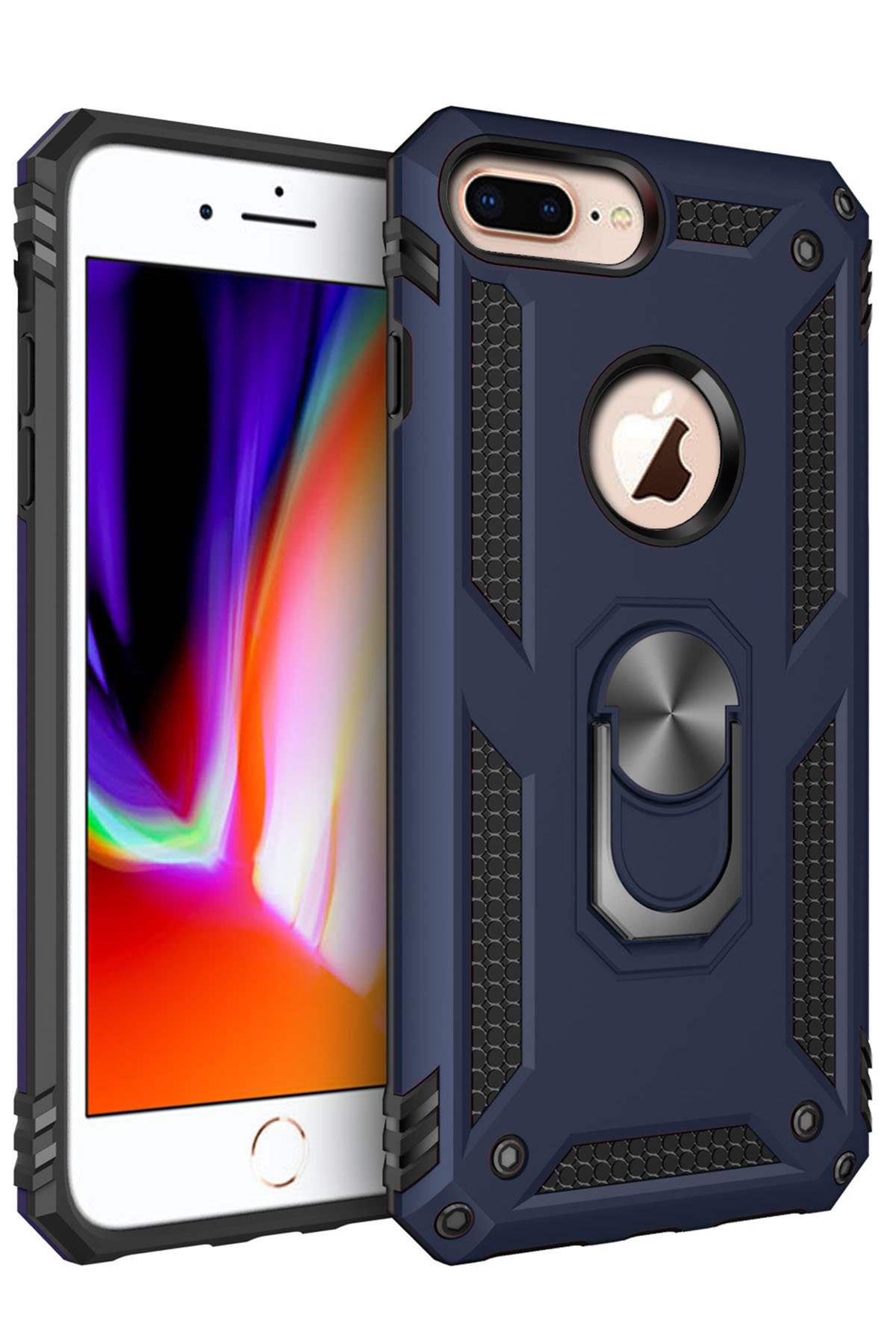 Newface iPhone 8 Plus Kılıf Coco Deri Silikon Kapak - Mor